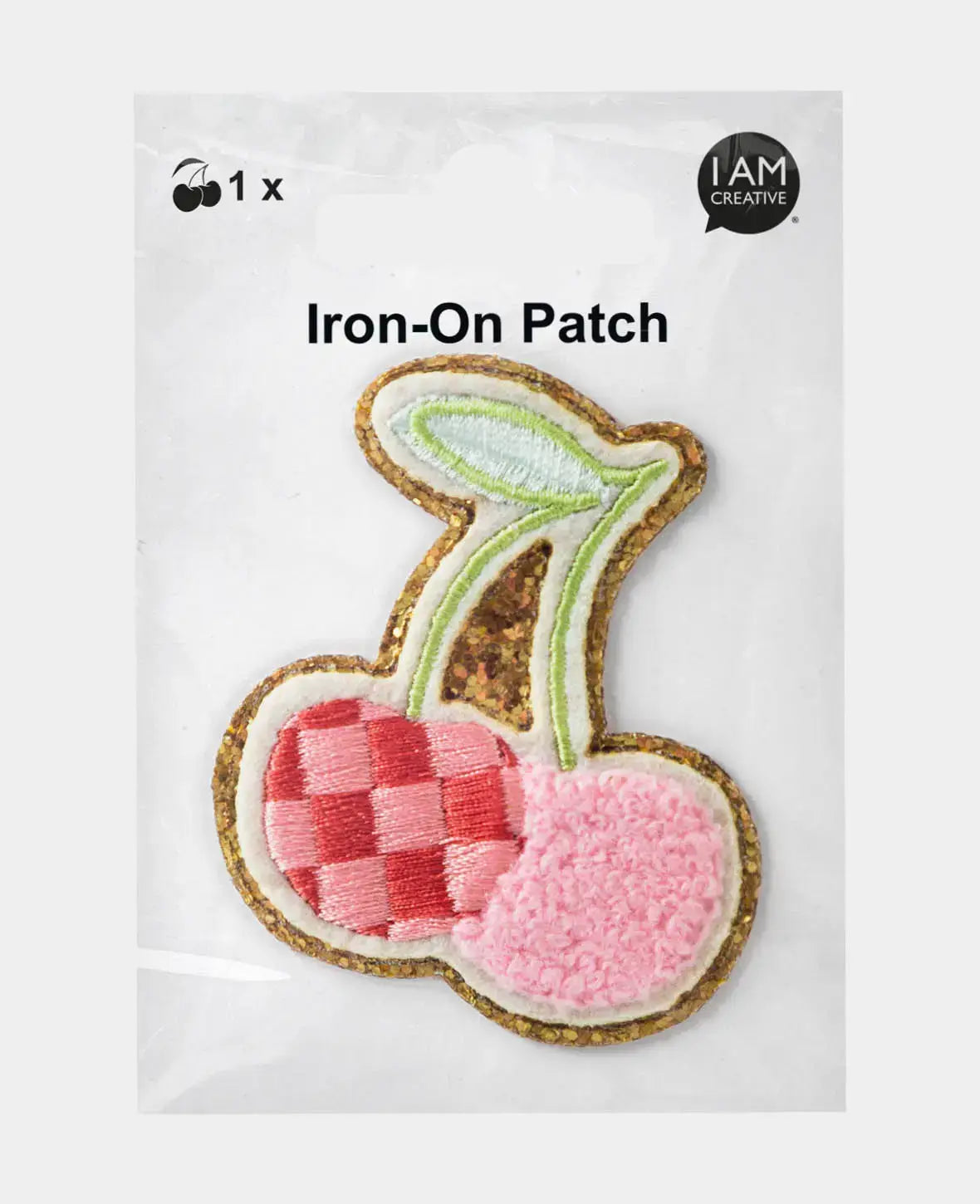 Iron-on patch "Cherry", iron-on & sew-on, Colorful, approx. 5.5 x 6.5 cm