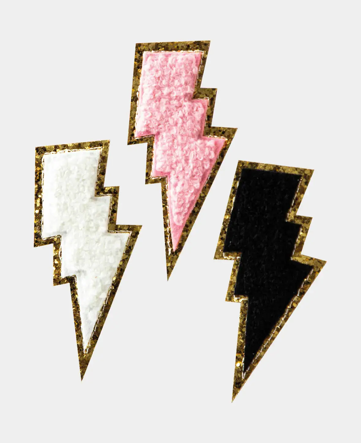 Iron on patch "Blitz", Aufnäher zum Aufbügeln & Annähen, Bunt, ca. 3.5 x 7.5 cm, 3 Stk.