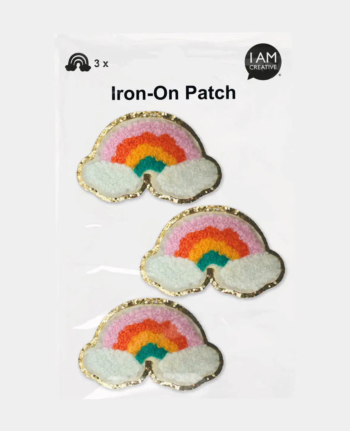 Écusson thermocollant "Arc-en-ciel", à repasser et à coudre, multicolore, env. 6 x 3,5 cm, 3 pièces