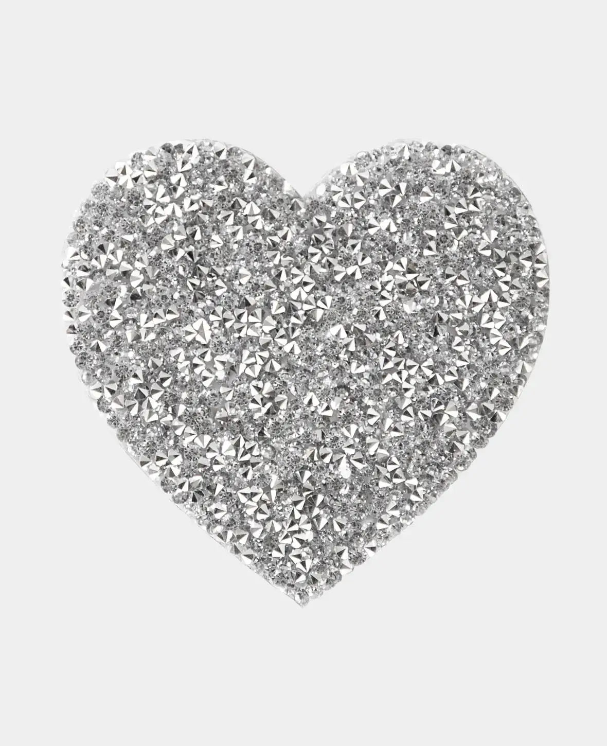 Iron-on patch, heart with rhinestones, 1 pc.