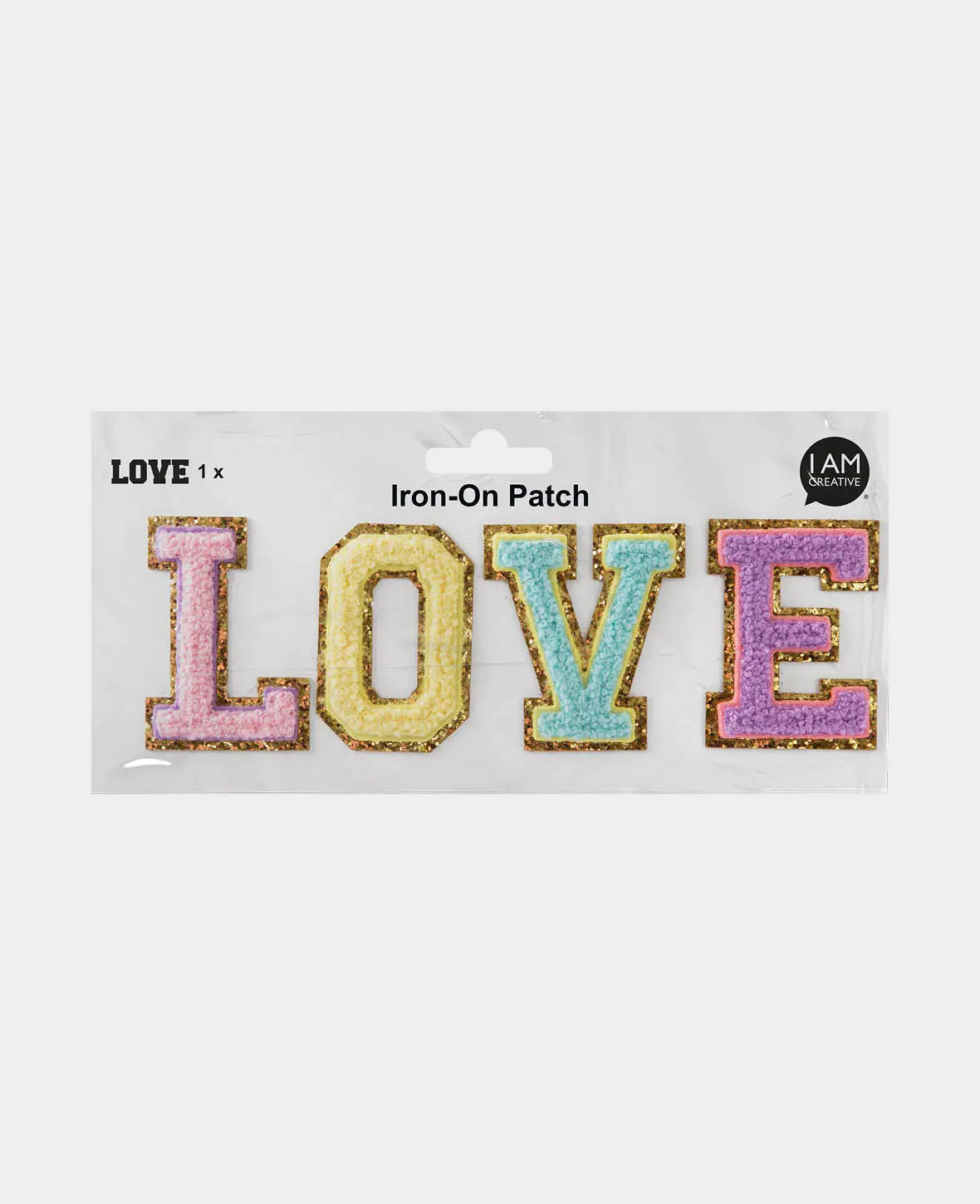 Iron on patch "Love", Iron-on & Sew-on Patch, Colorful, approx. 20.5 x 6.5 cm