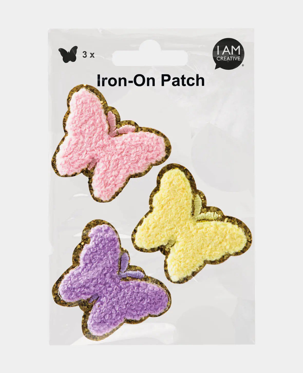 Patch thermocollant "Papillon", à thermocoller et à coudre, Coloré, env. 5.5 x 4.5 cm, 3 pcs.