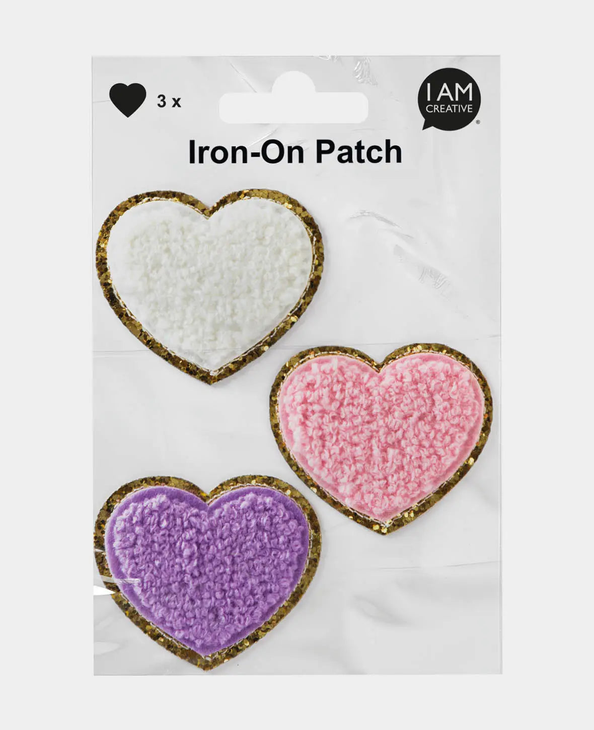 Iron on patch "Herz", Aufnäher zum Aufbügeln & Annähen, Bunt, ca. 5.5 x 5 cm, 3 Stk.