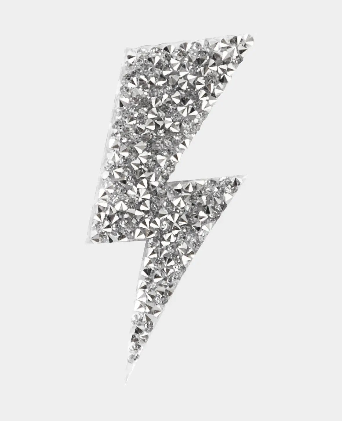 Iron on patch "Blitz mit Strass", Aufnäher zum Aufbügeln & Annähen, Silber, ca. 3.5 x 7.5 cm