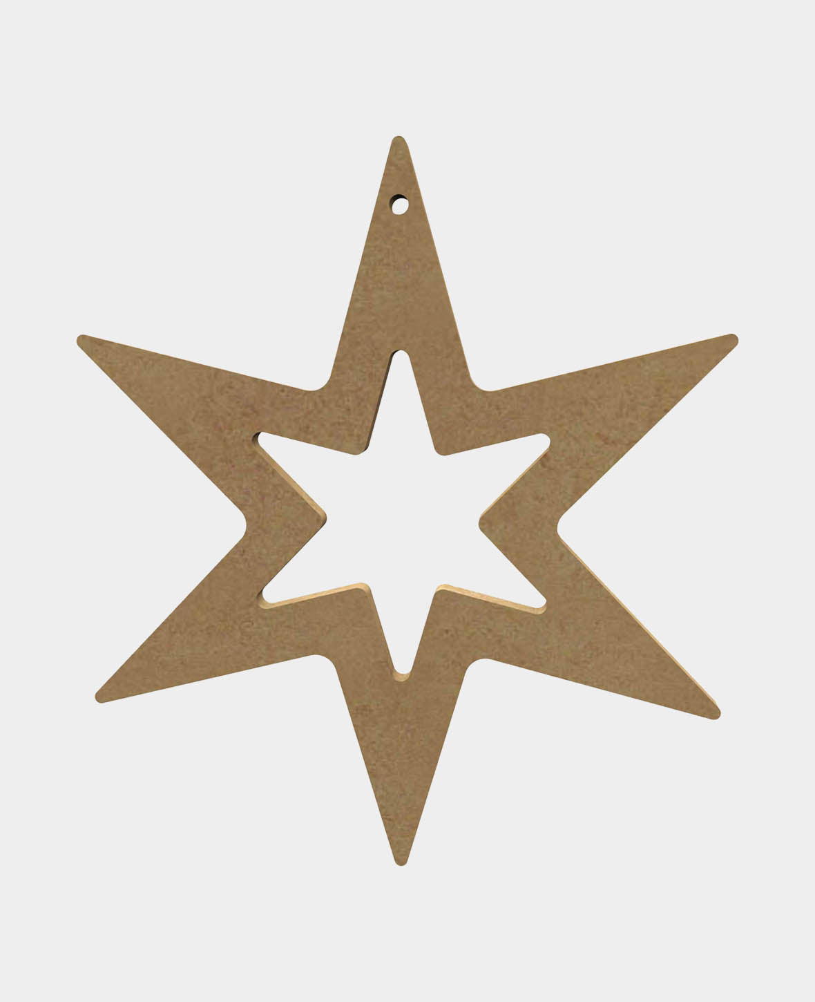 MDF Decorative Star, 16 x 0.5 x 16 cm, Brown, 1 pc.