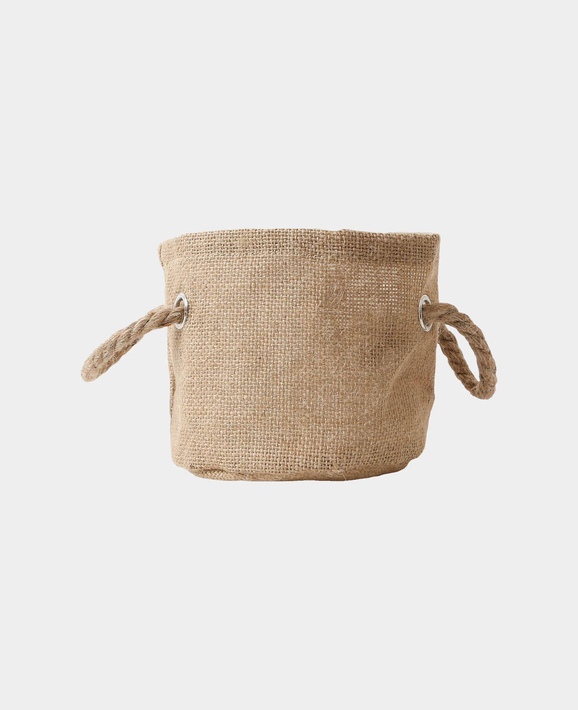 Jutekörbchen / Stoffblumentopf mit eingearbeiteter Folie und Kord Griff, Ø 13 cm x H 14 cm