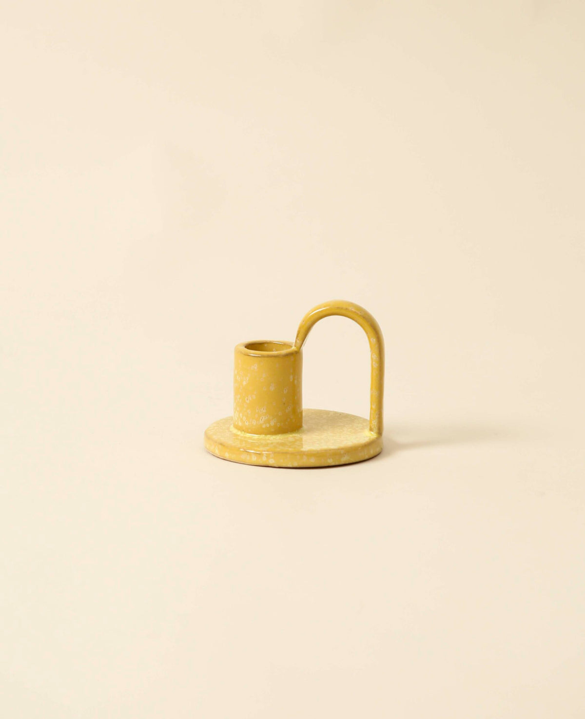 Ceramic Candle Holder, yellow, 7.5cm
