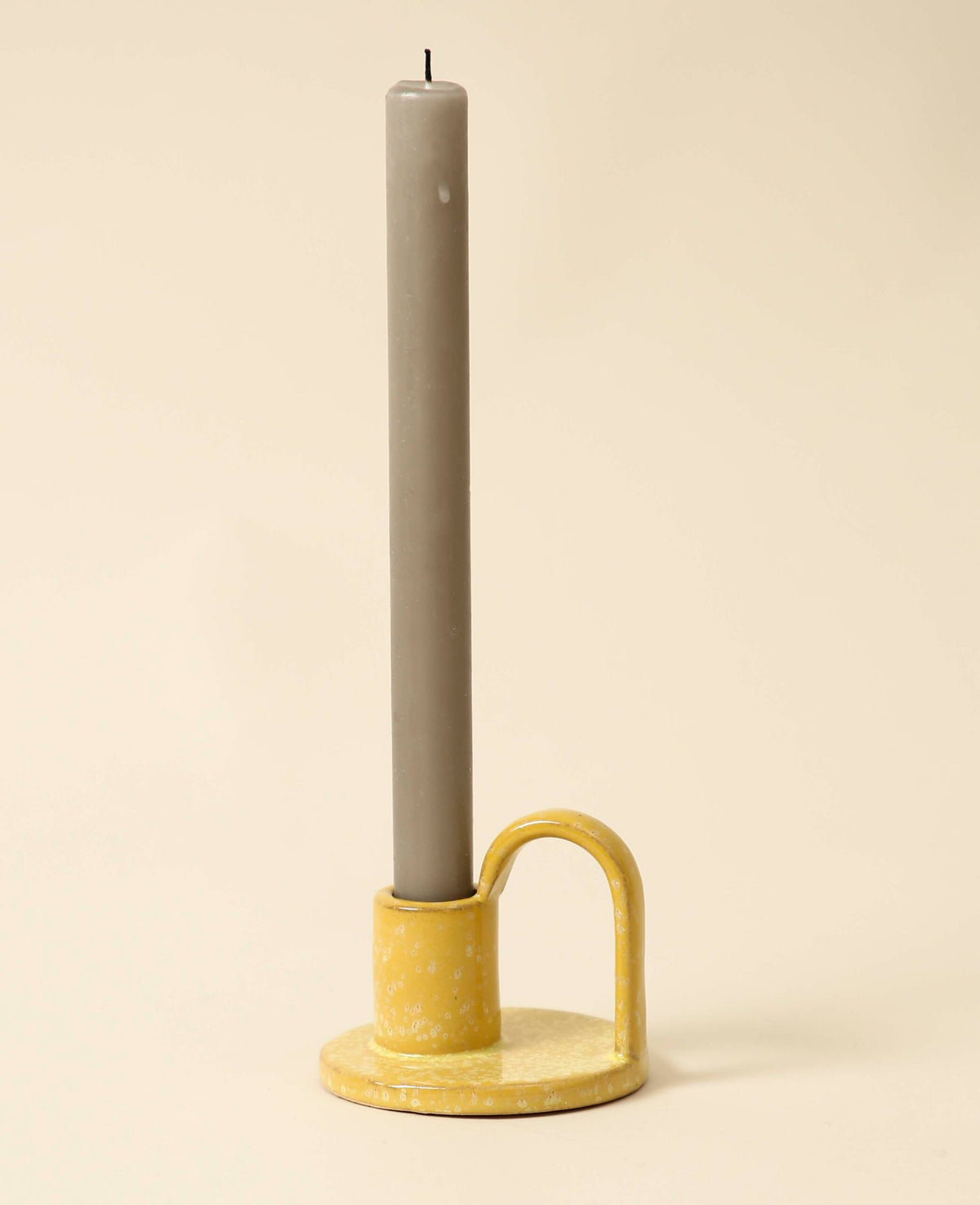 Ceramic Candle Holder, yellow, 7.5cm