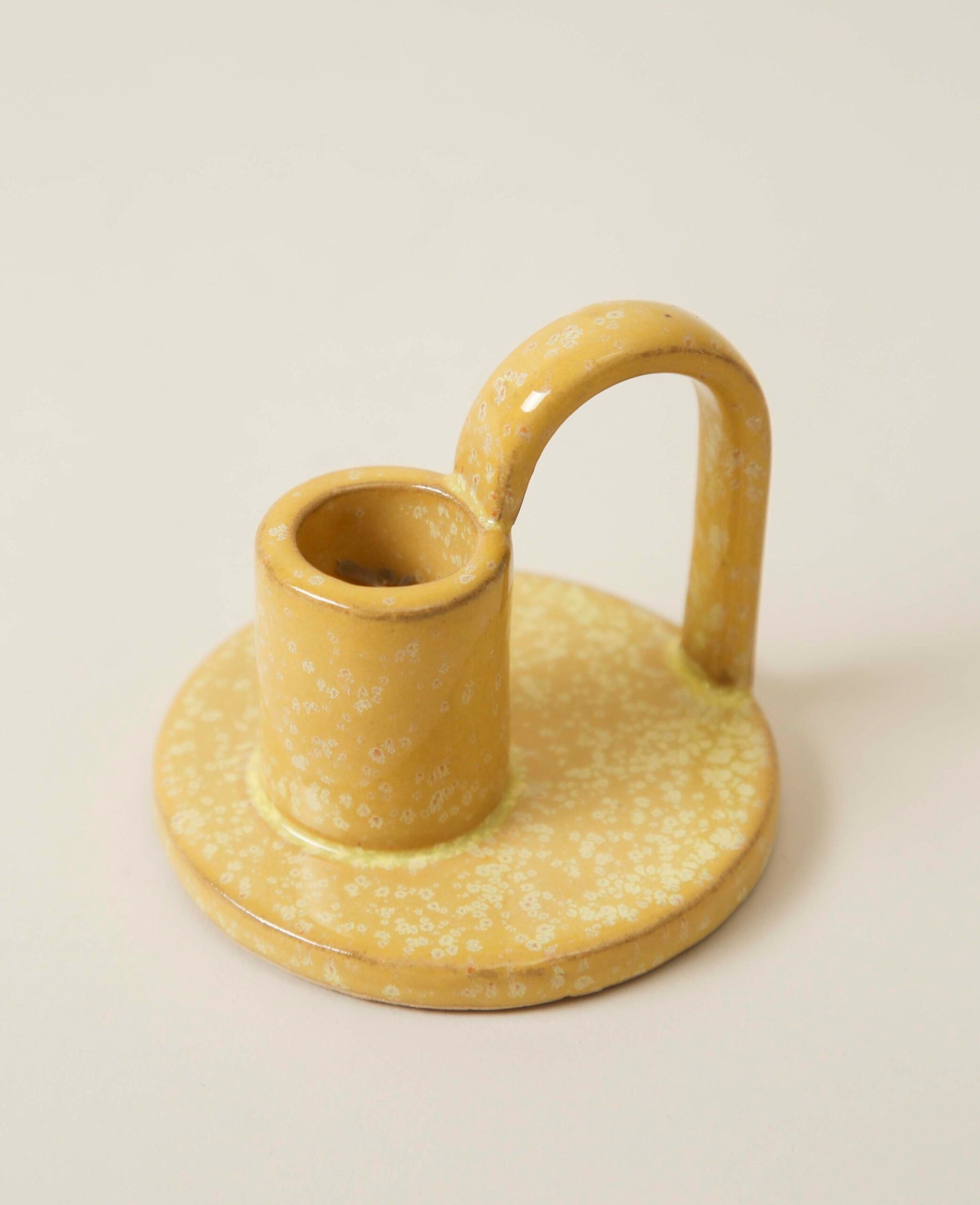 Bougeoir en céramique, jaune, 7,5cm
