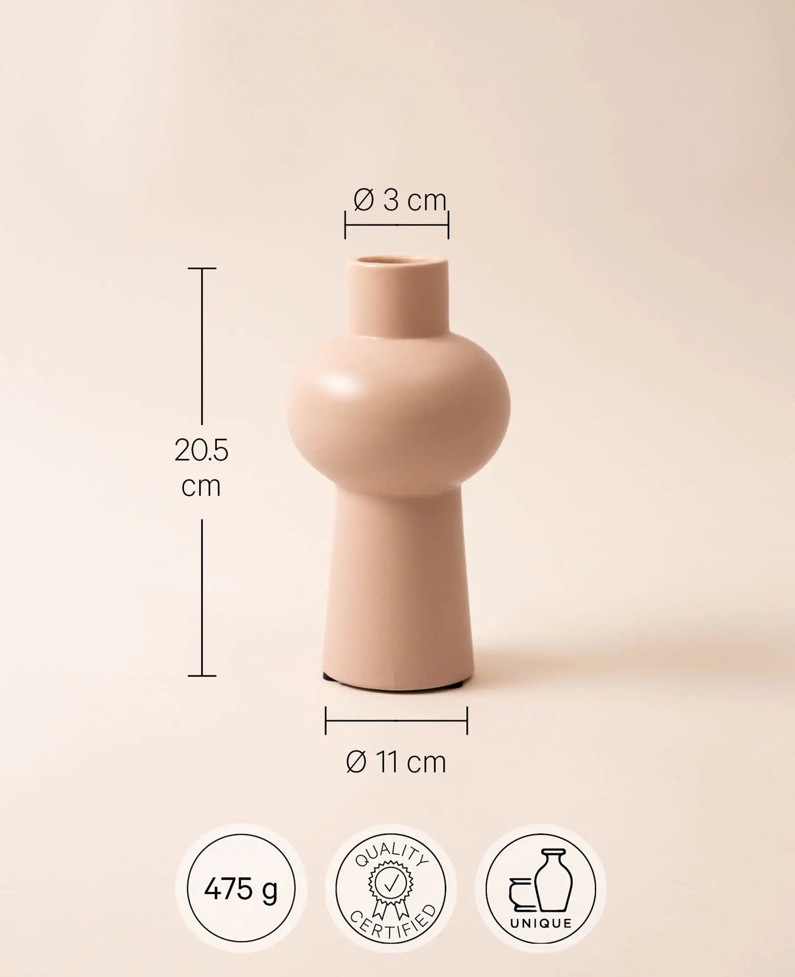Ceramic copper, Flinn, Pink, D11x21cm
