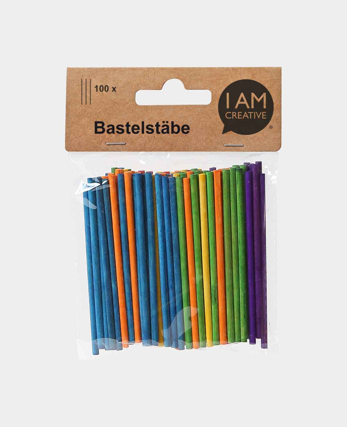 Wooden sticks, coloured, 80 x 3 mm, 100 pcs.