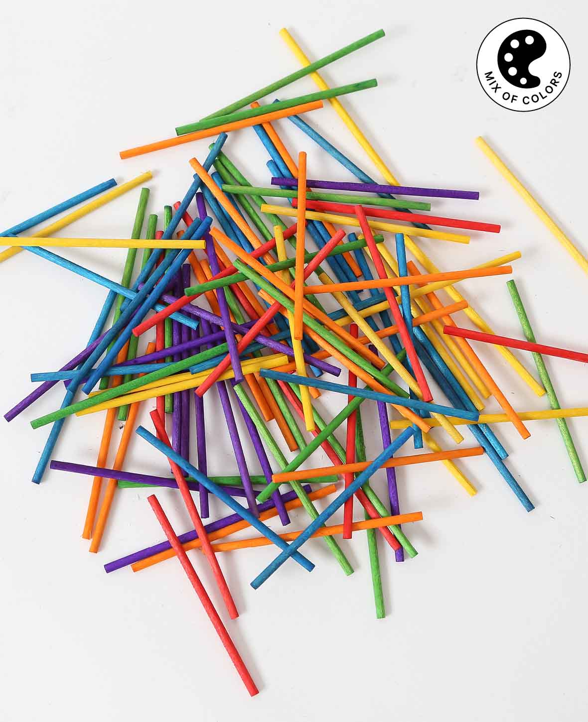 Wooden sticks, coloured, 80 x 3 mm, 100 pcs.