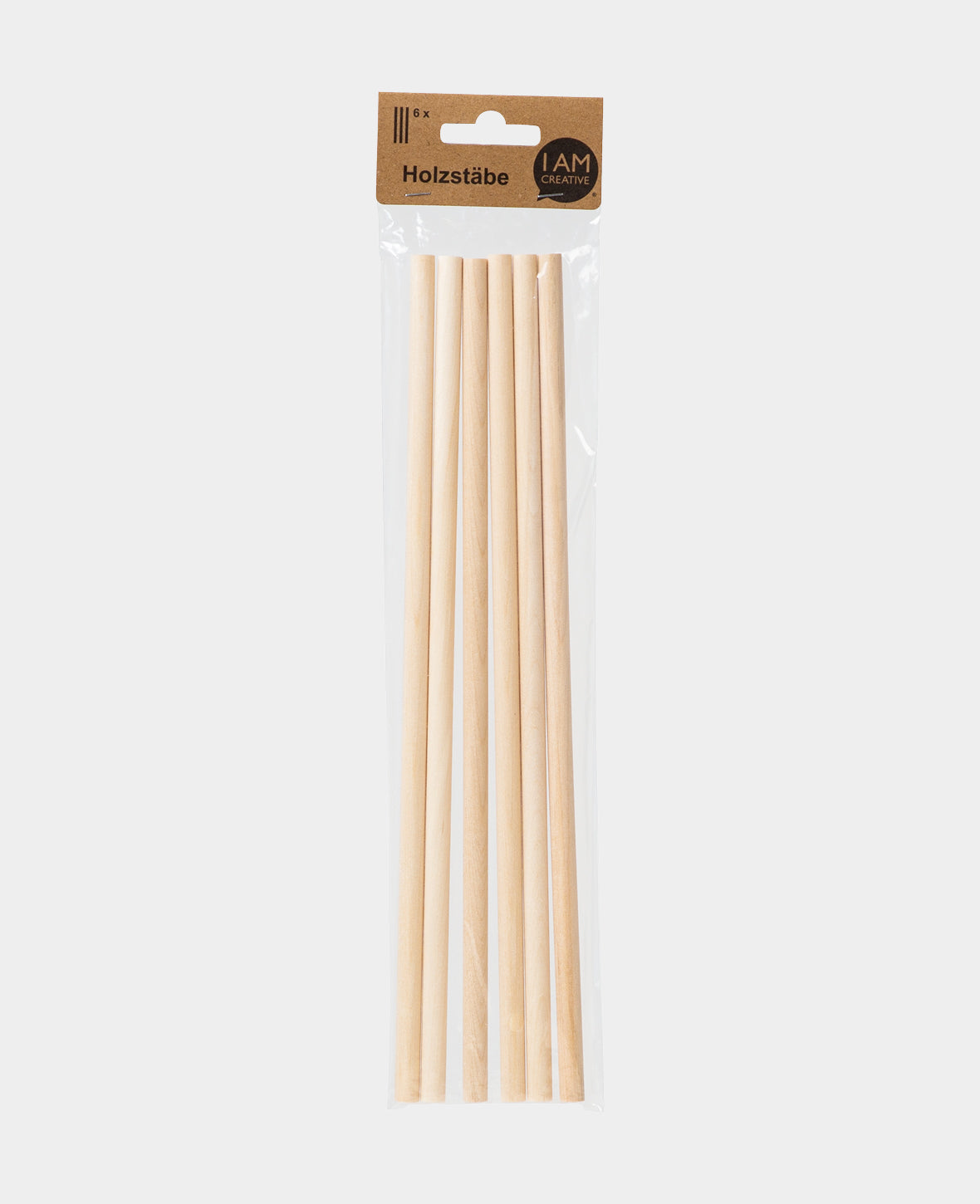 Wooden dowel rod, 30 cm x 9 mm, brown, 6 pcs.