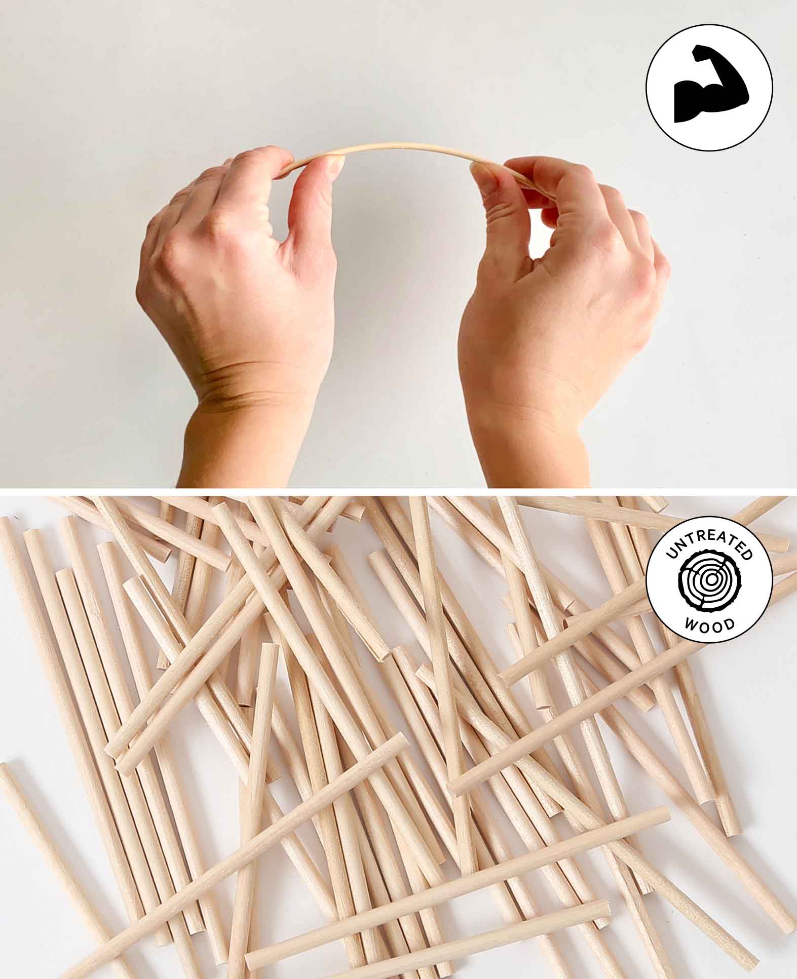 Bâtonnets en bois, 80 x 3 mm, 100 p.