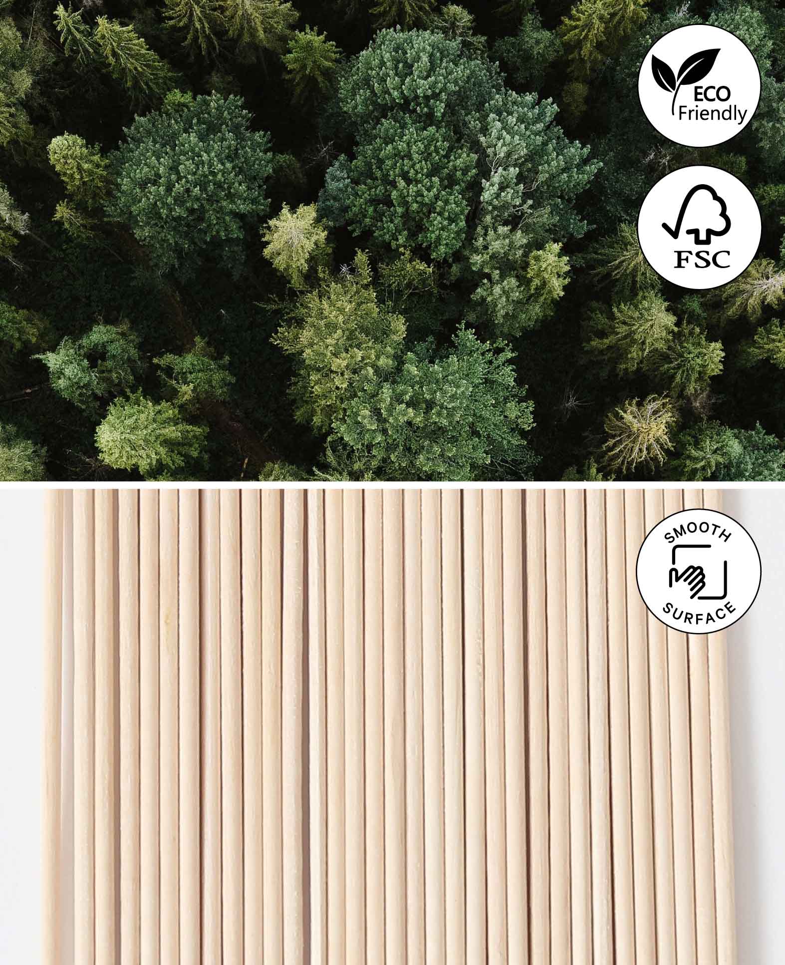 Bâtonnets en bois, 80 x 3 mm, 100 p.