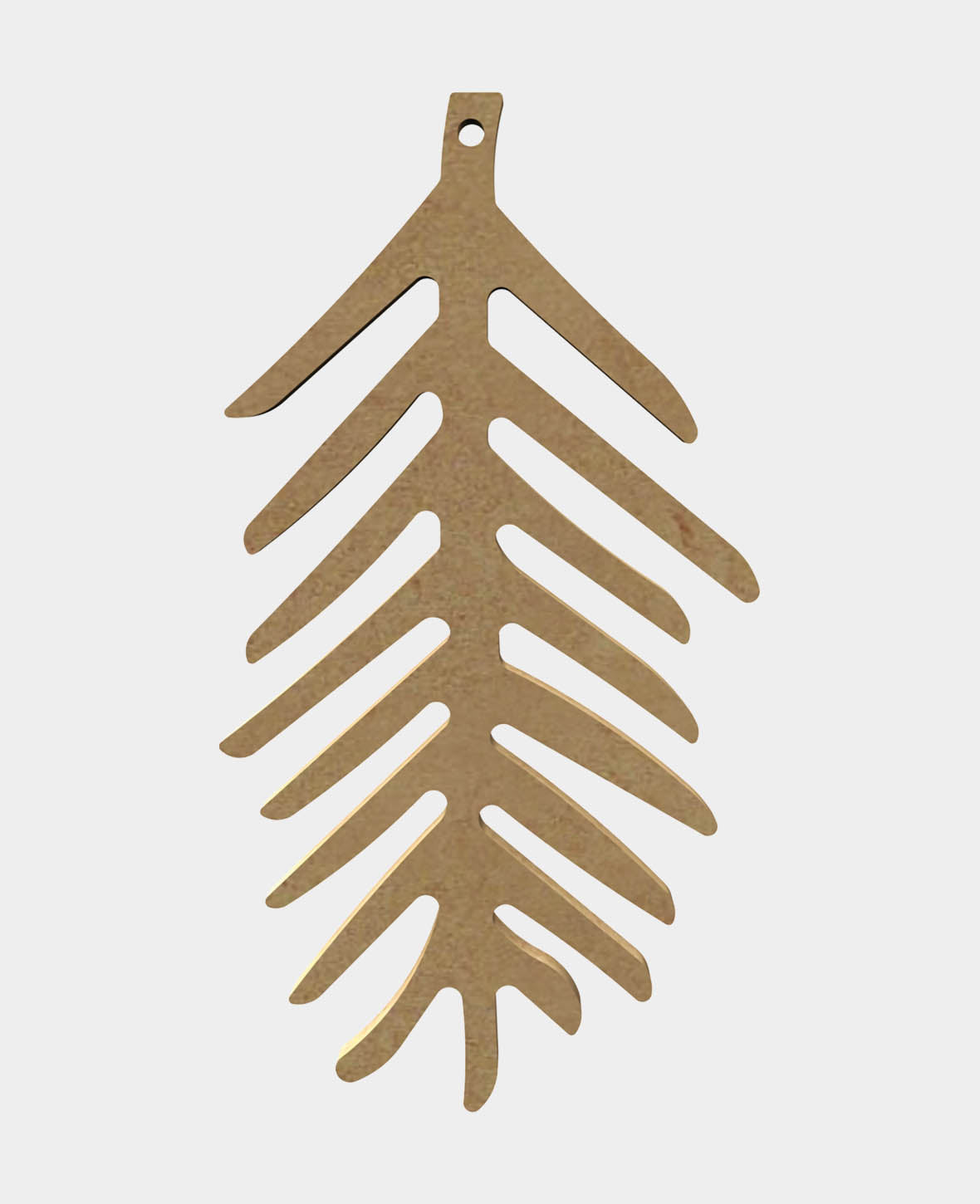 Décoration en MDF Aiguille de sapin, 8 x 0.5 x 16 cm, Marron, 1 pièce
