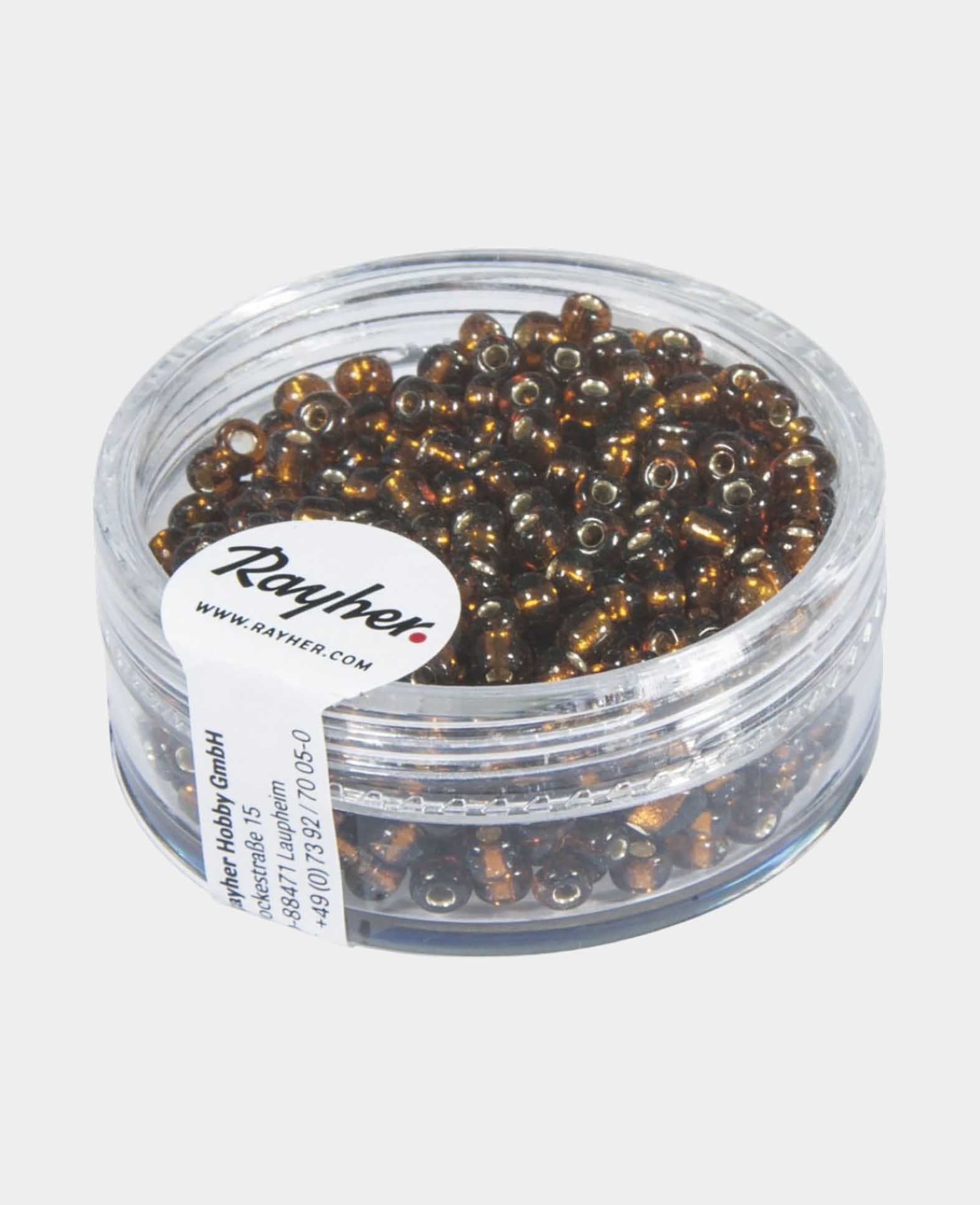 Rocailles dunkelbraun, ø 2.6 mm, mit Silbereinzug