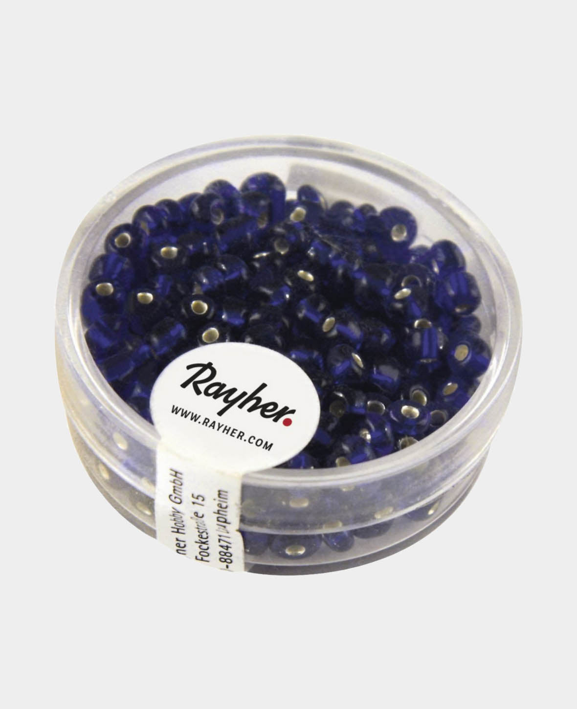 Rocailles dunkelblau, 4 mm ø, mit Silbereinzug