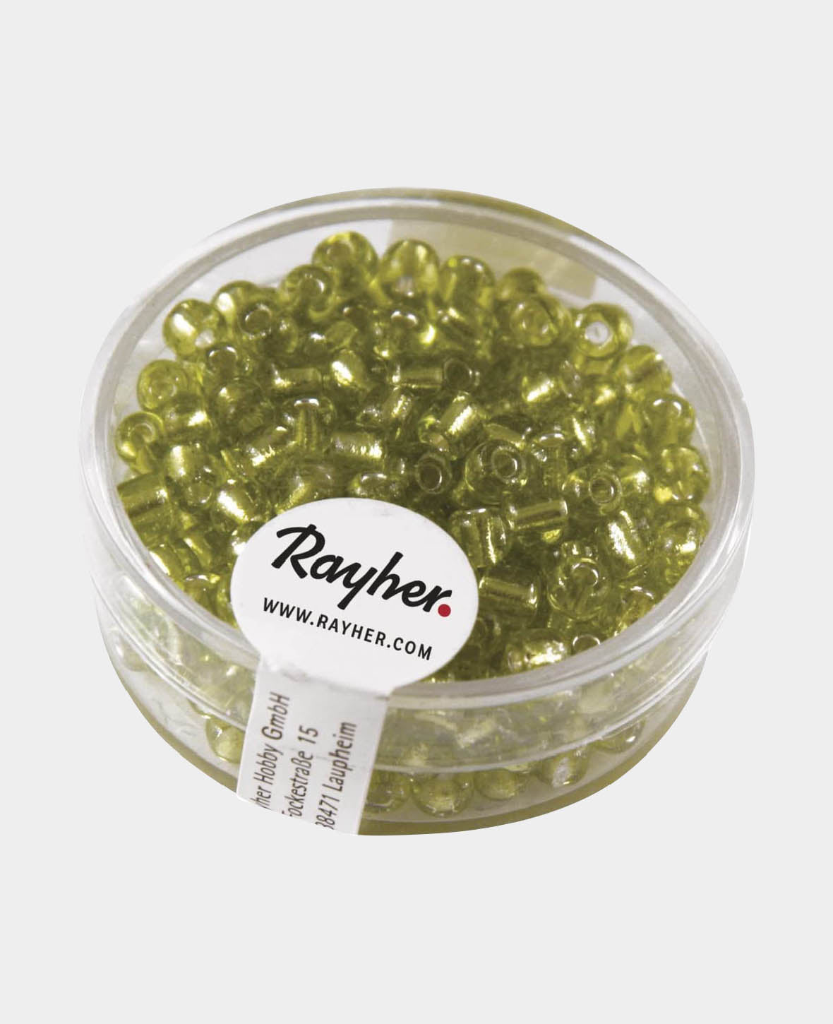 Rocailles hellgrün, 4 mm ø, mit Silbereinzug