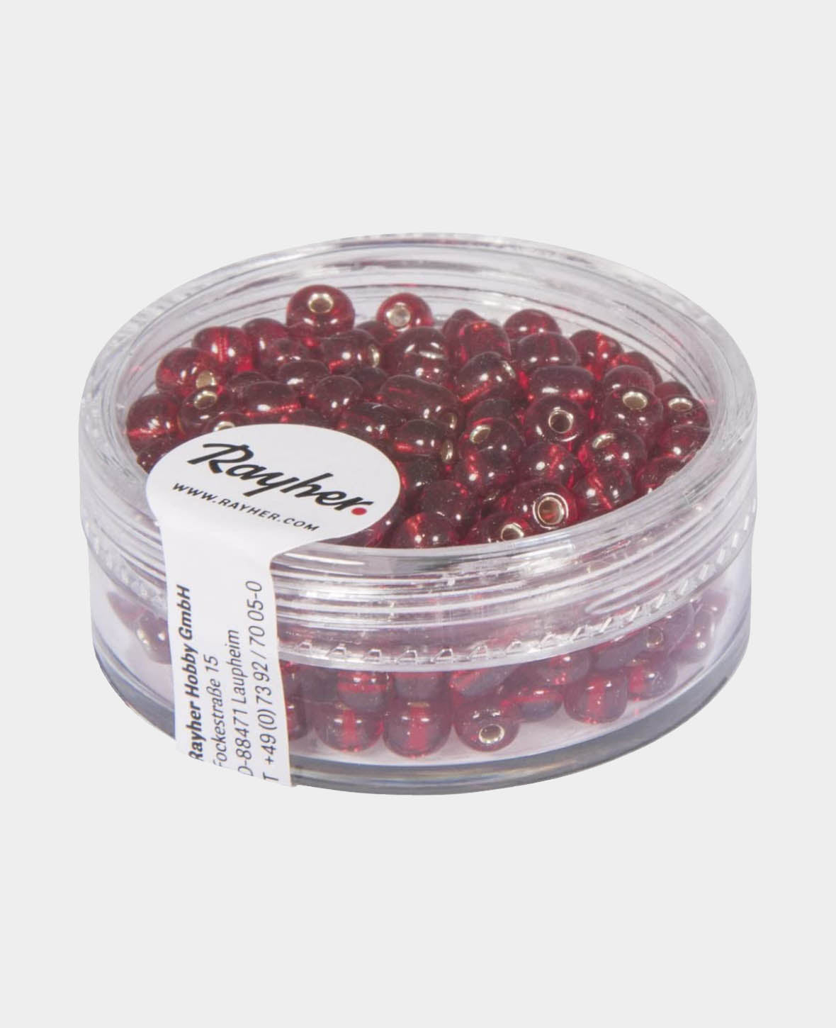 Rocailles rot, 4 mm ø, mit Silbereinzug