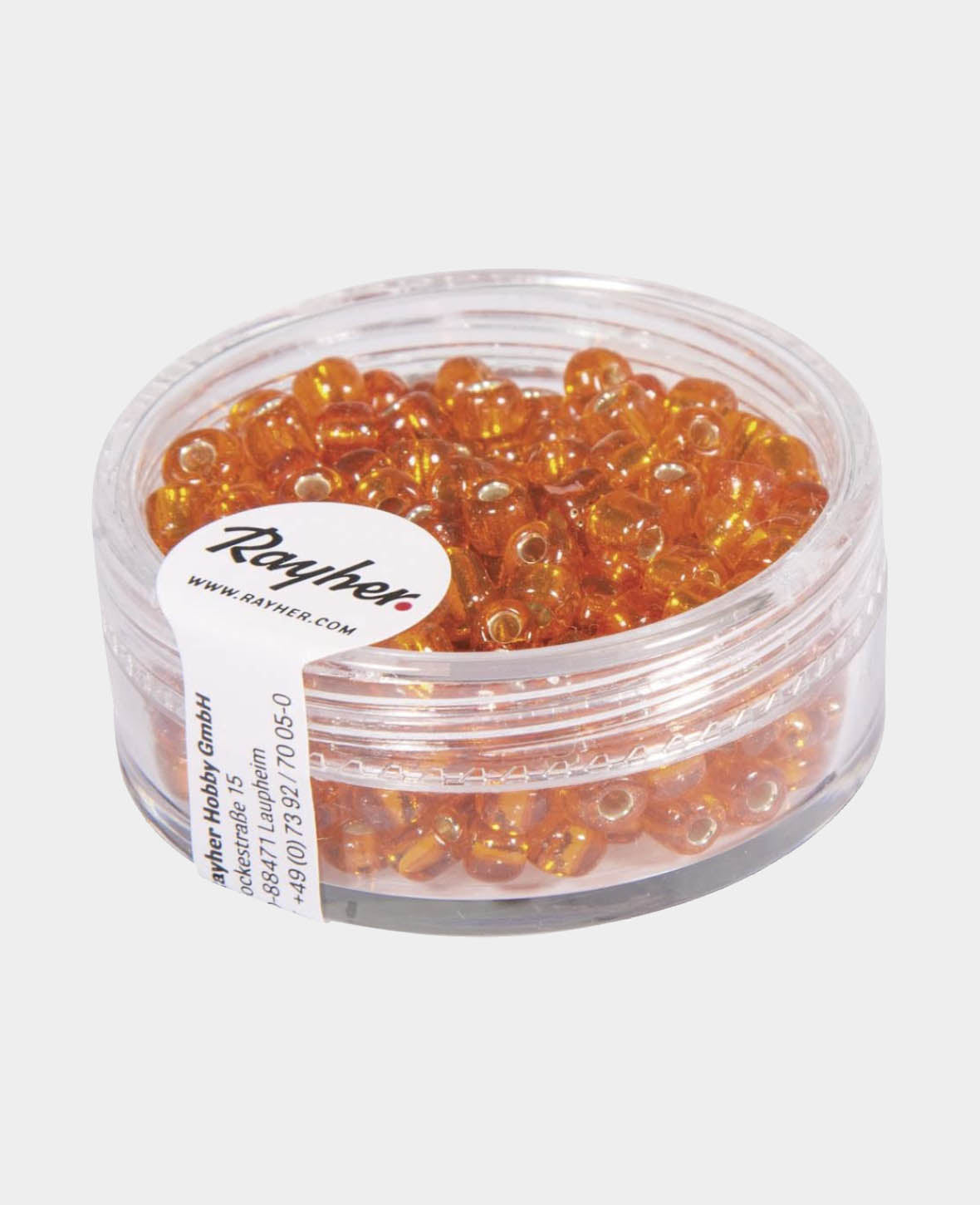 Rocailles orange, 4 mm ø, mit Silbereinzug
