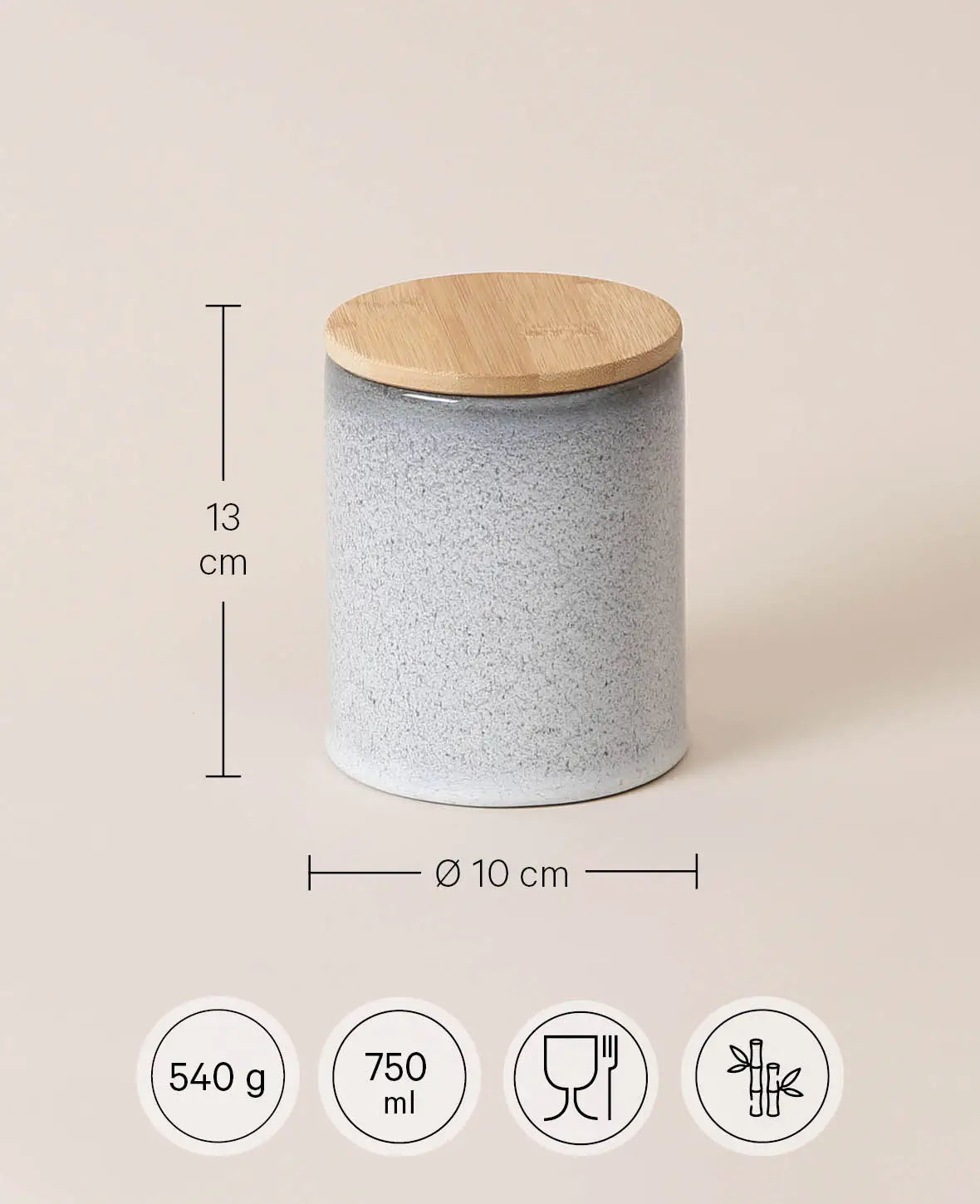 Stone box round, blue/grey, 13cm
