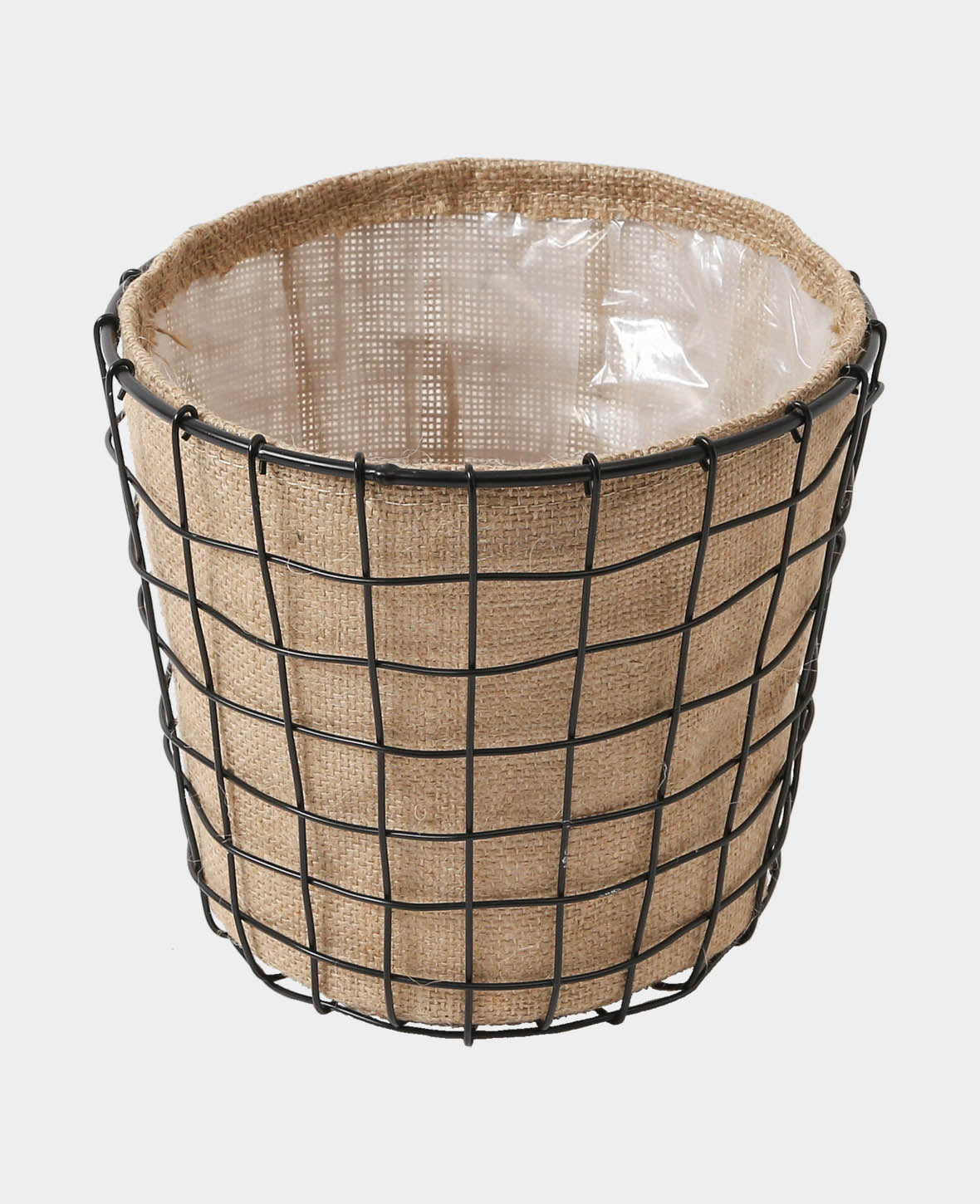Metal basket with jute, 20x18cm