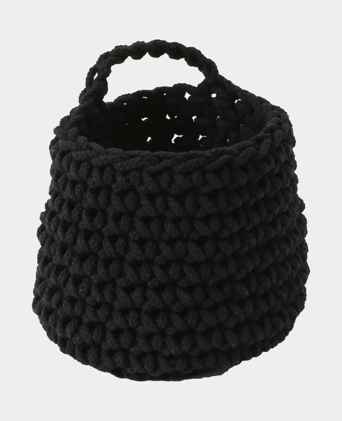Crocheted basket, black, 17cm