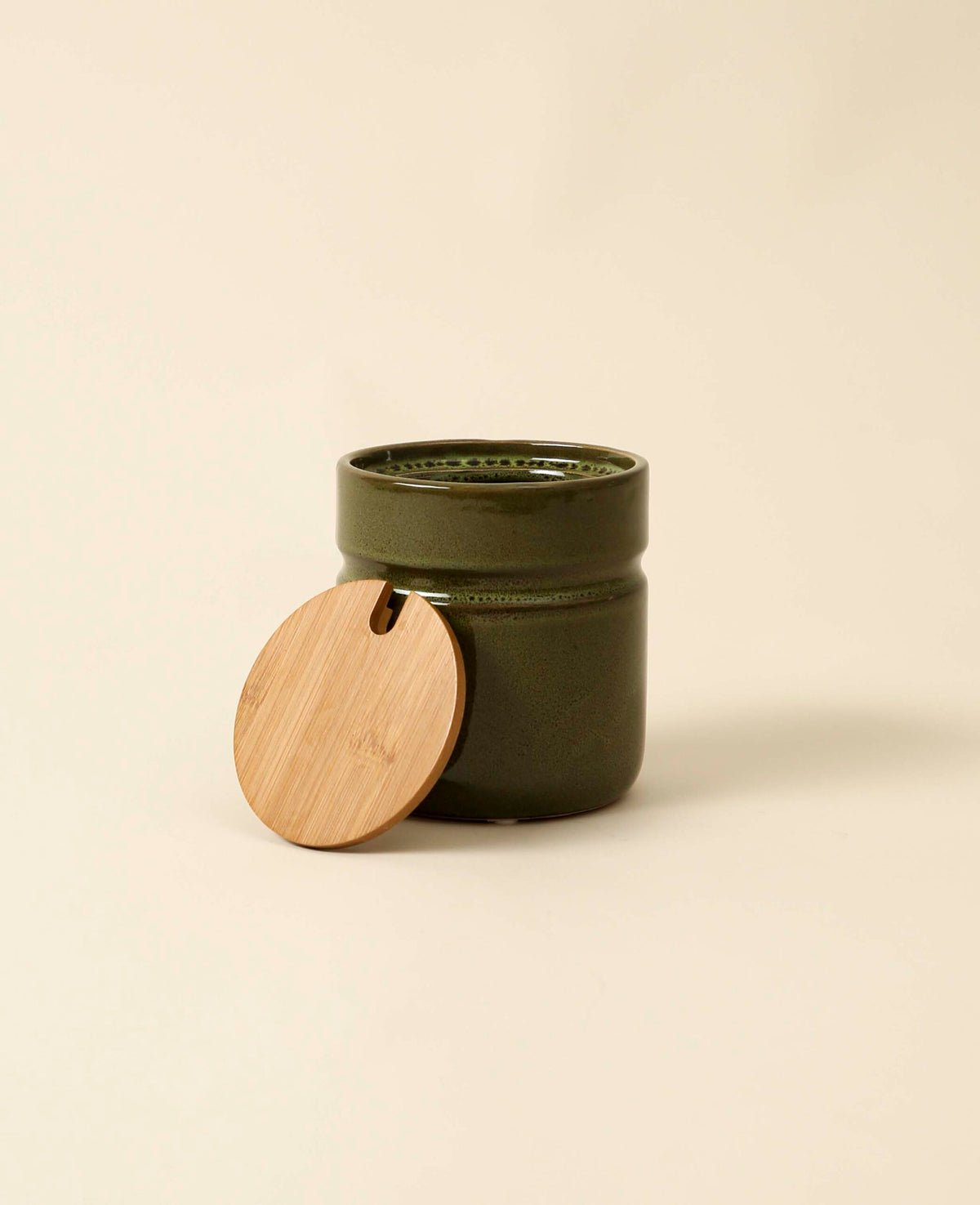 Ceramic jar, olive, 11x12cm