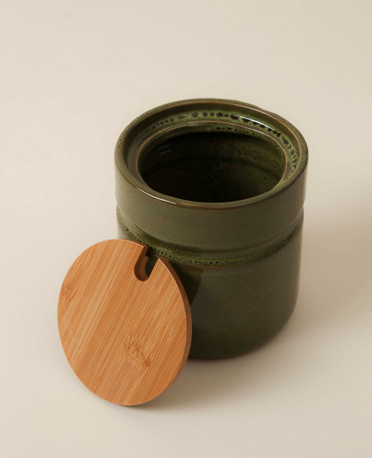 Ceramic jar, olive, 11x12cm