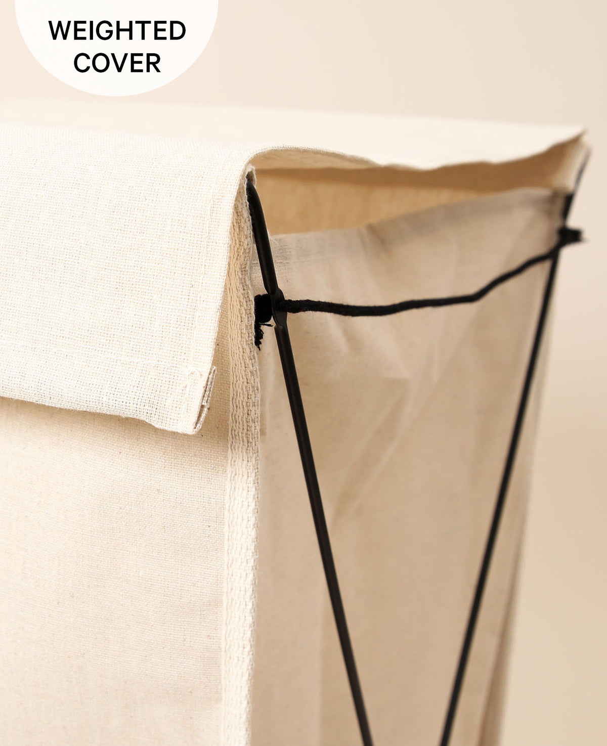 Laundry basket with metal, 45x40xH66cm