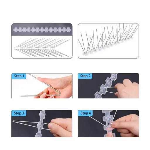 (Lot de 14) Dispositif anti-pigeons en acier inoxydable emboîtable de 25 cm