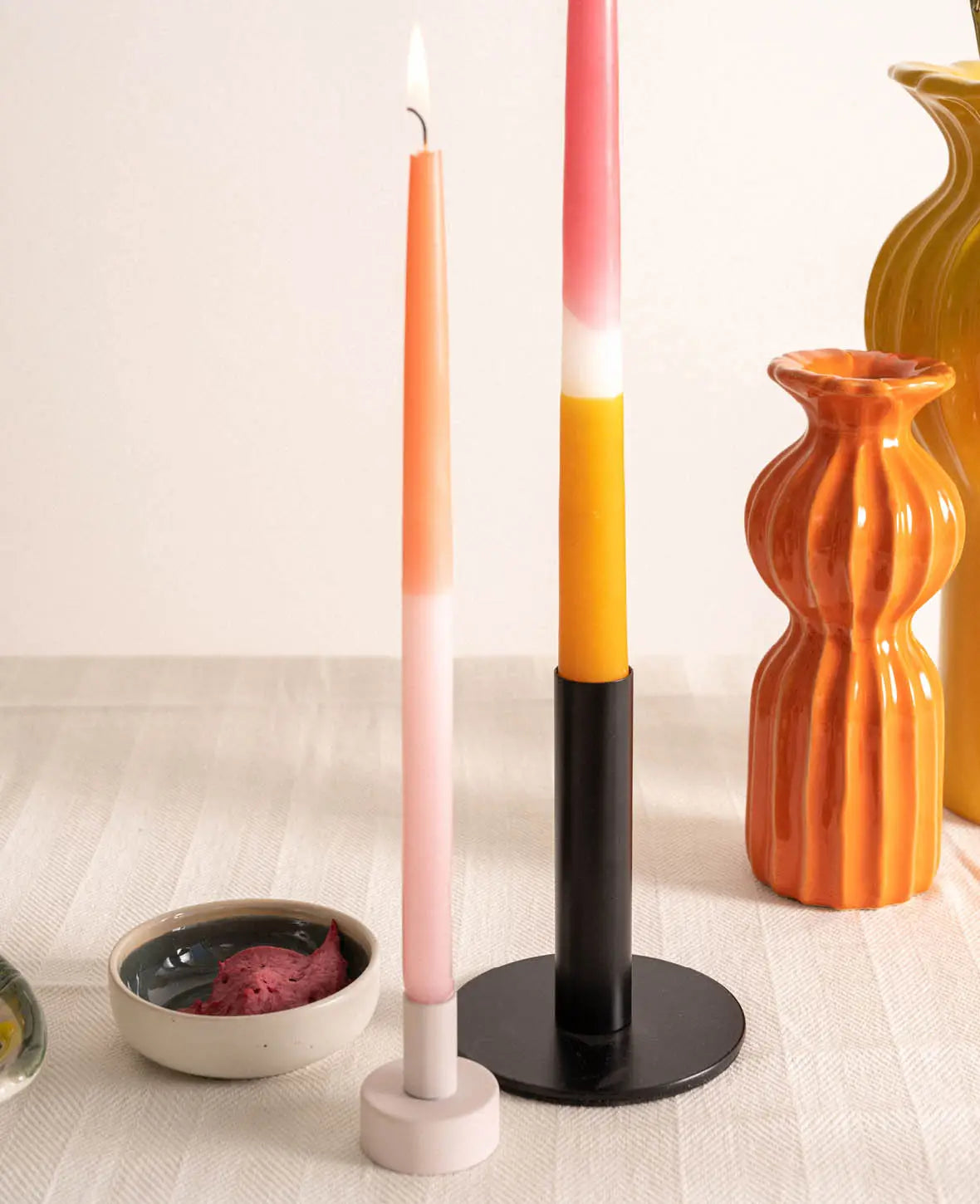 Kerzenständer für Stabkerzen in mattem Schwarz, H 12 cm