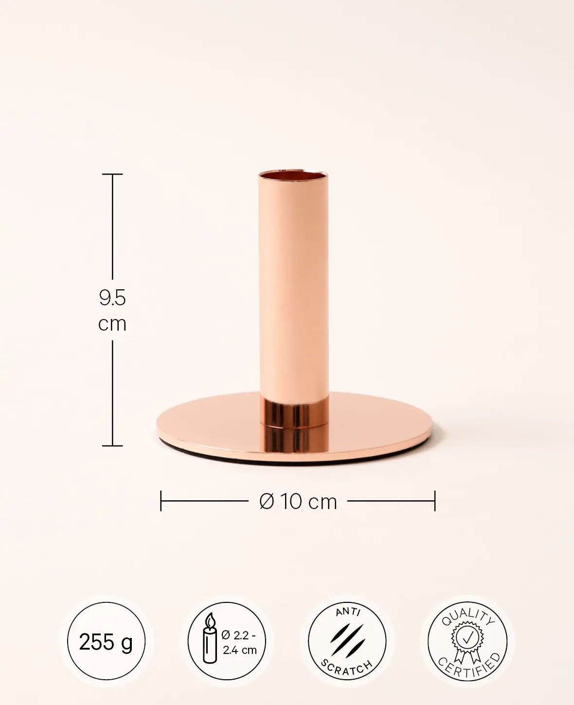 Bougeoir rosé, 9,5 cm