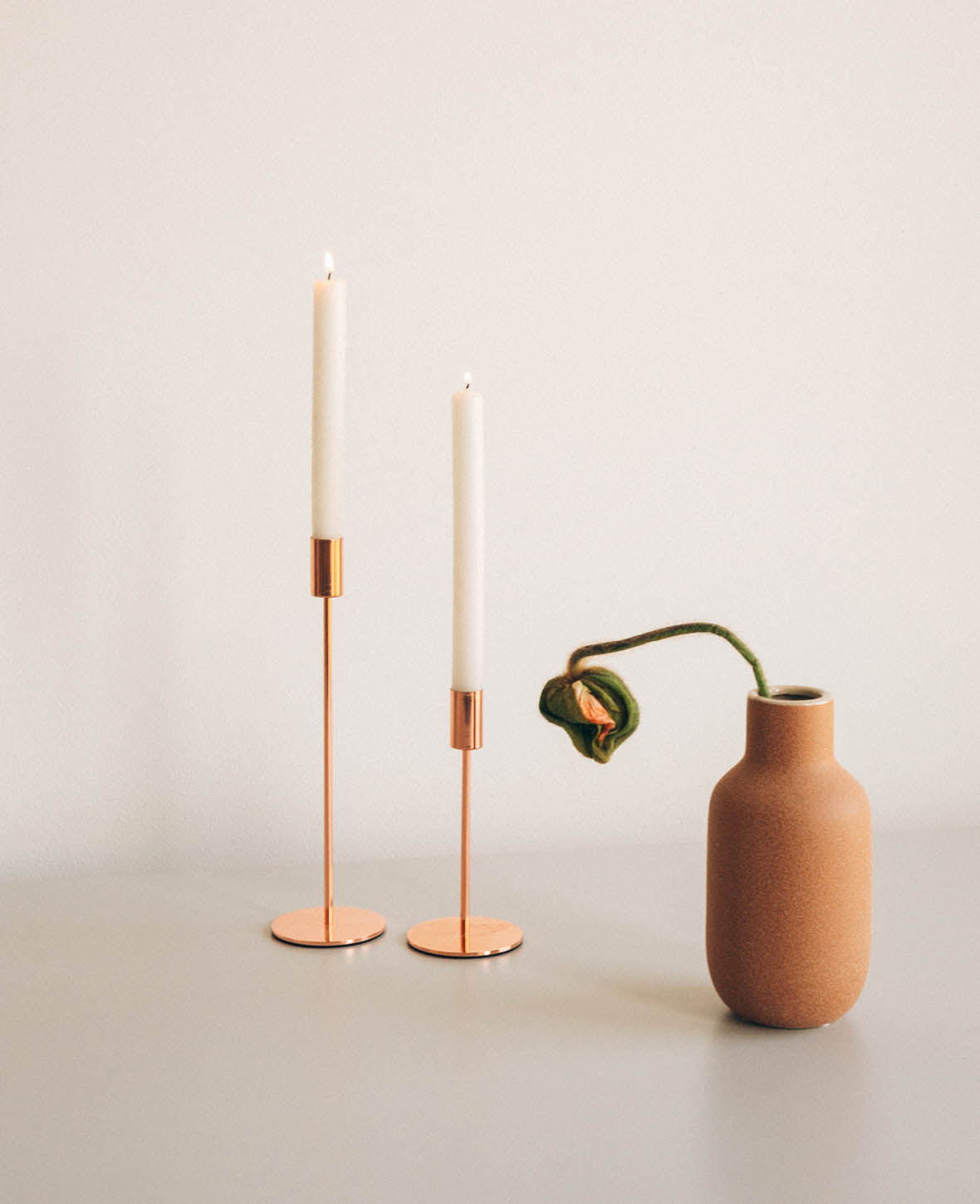 Kerzenständer für Stabkerzen in Kupfer, 17.5 cm