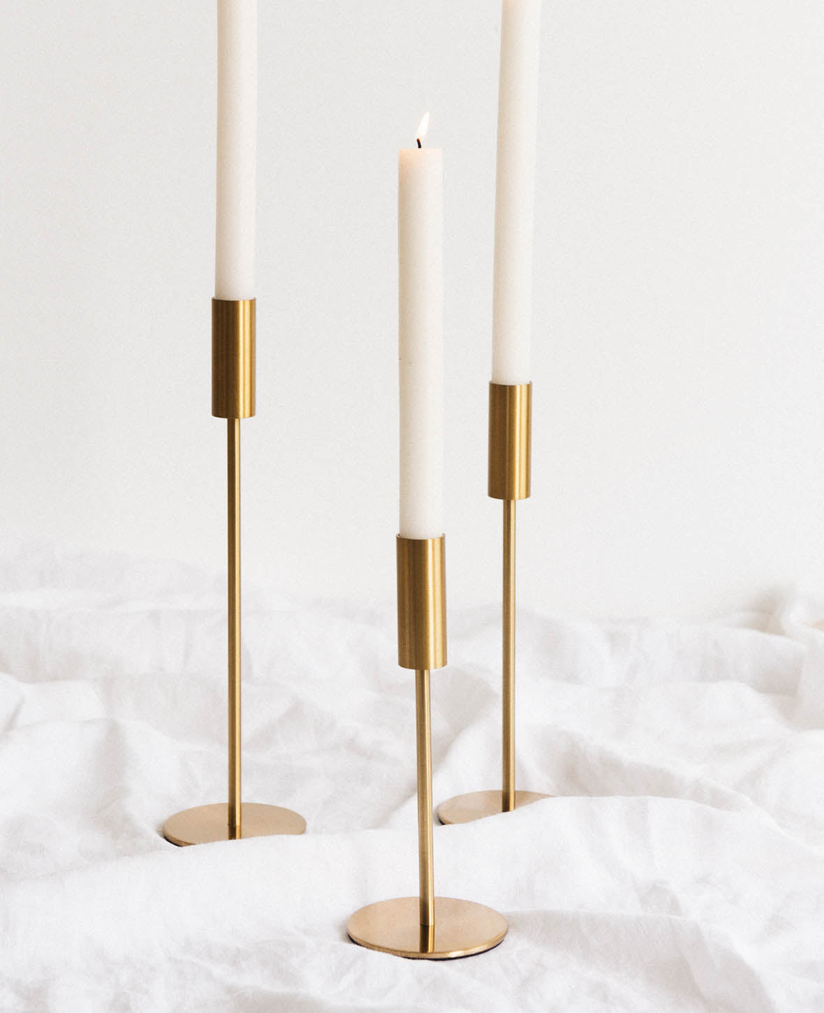 Kerzenständer für Stabkerzen in Messing Gold, Ø 8 x H 30 cm