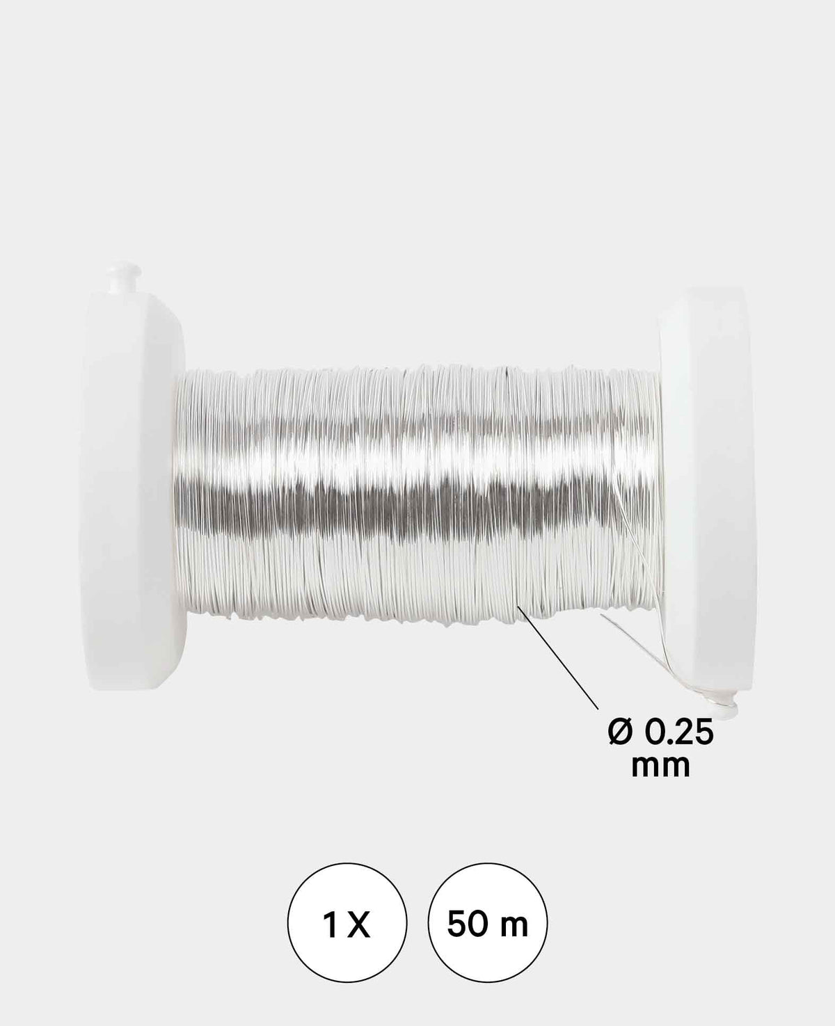 Silber Metalldraht für Bastelarbeiten, Silber, 0.25 mm x 50 m