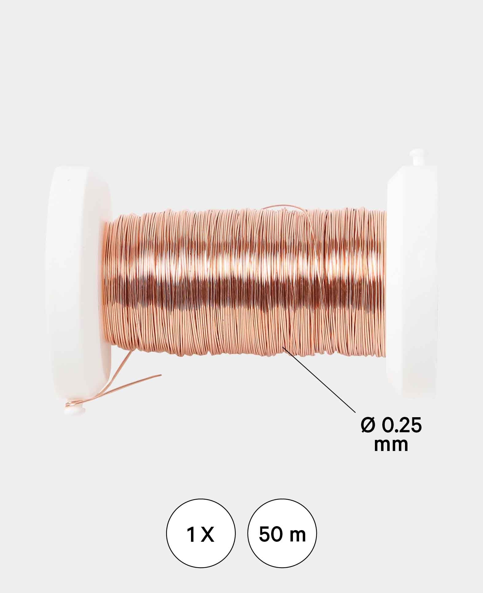 Fil de cuivre, fil métallique pour artisanat, décorations DIY et bijoux, Bleu, 0.25 mm x 50 m