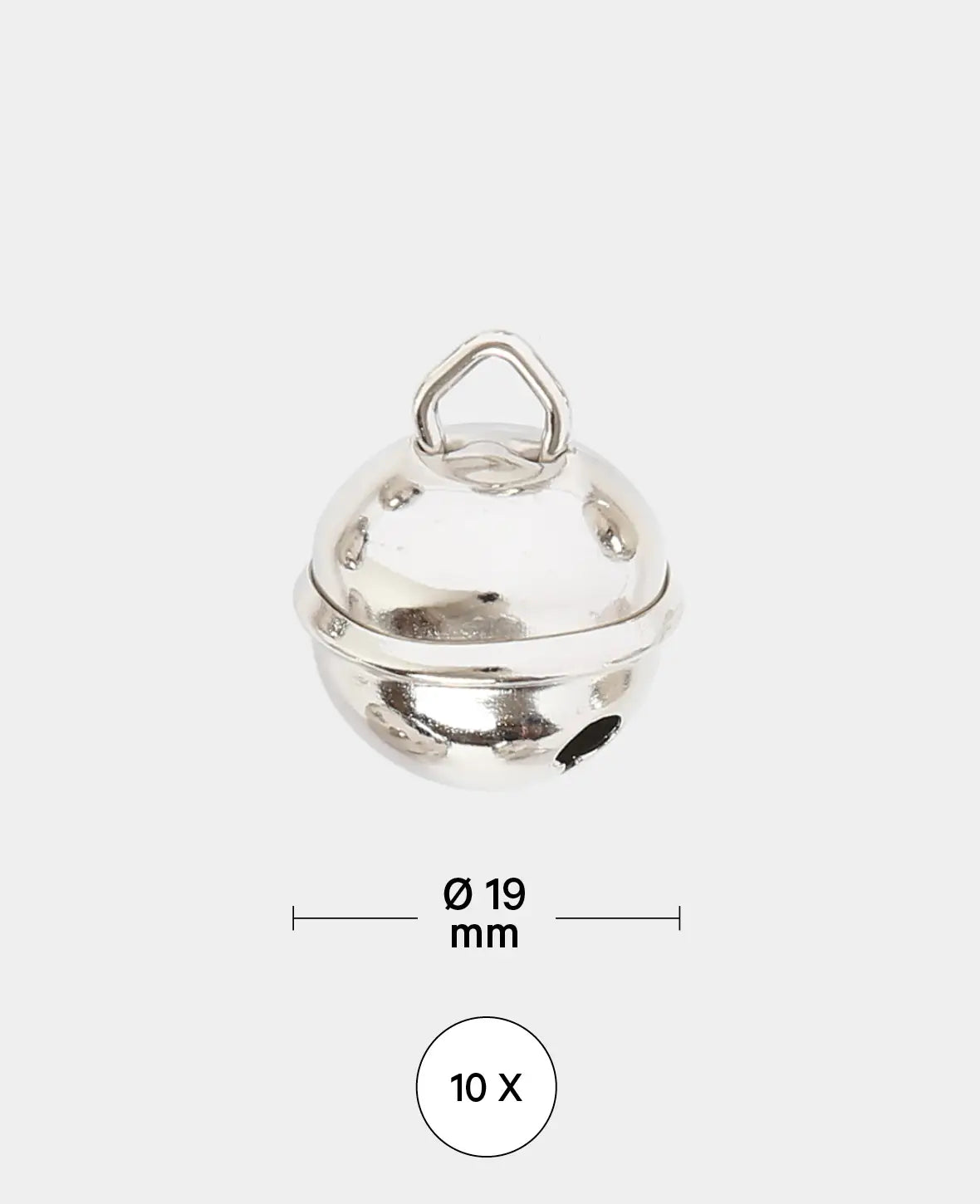 Petite clochette argentée, ø 19 mm, 10 pièces
