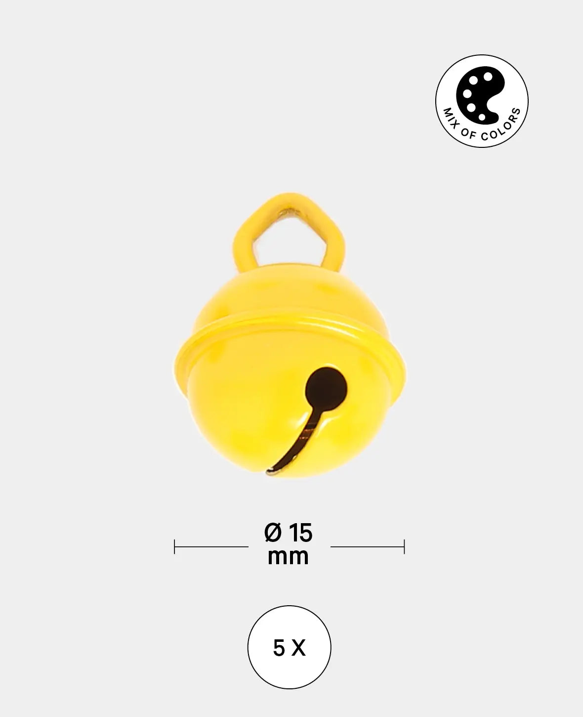 Bells, Yellow, Red & Green ø 15 mm, 5 pieces