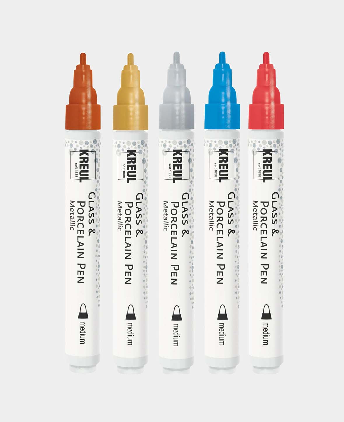 KREUL Glass & Porcelain Pen Metallic medium, set of 5
