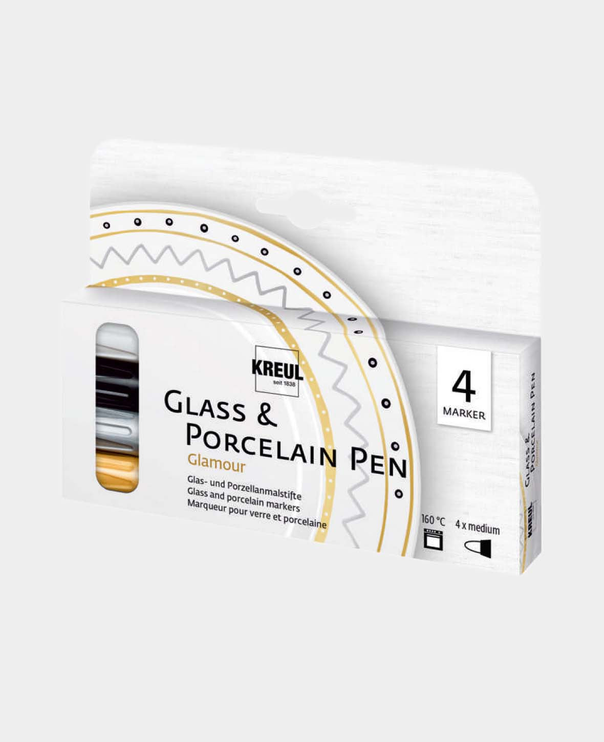 KREUL Glass & Porcelain Pen Glamour, set of 4