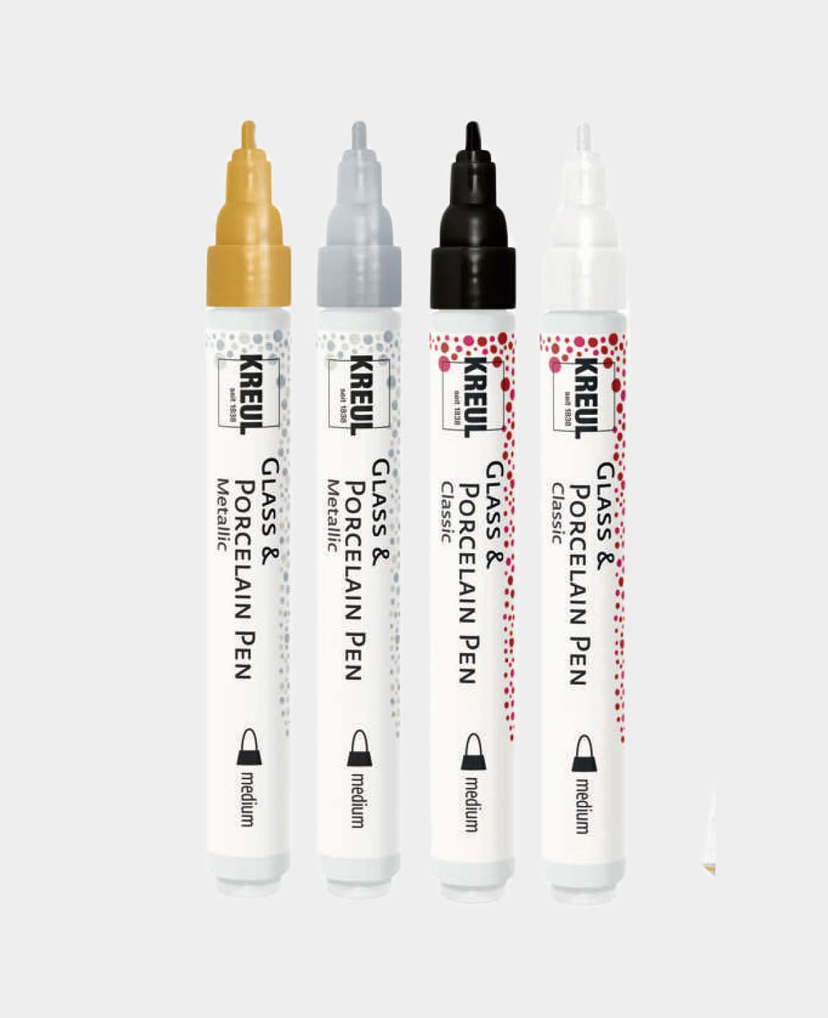 KREUL Glass & Porcelain Pen Glamour, set of 4
