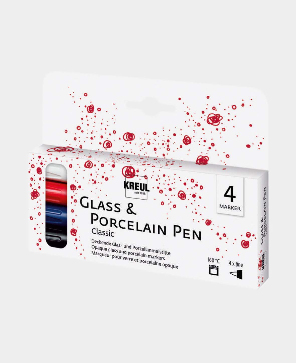 KREUL Glass & Porcelain Pen Classic fine, Set of 4