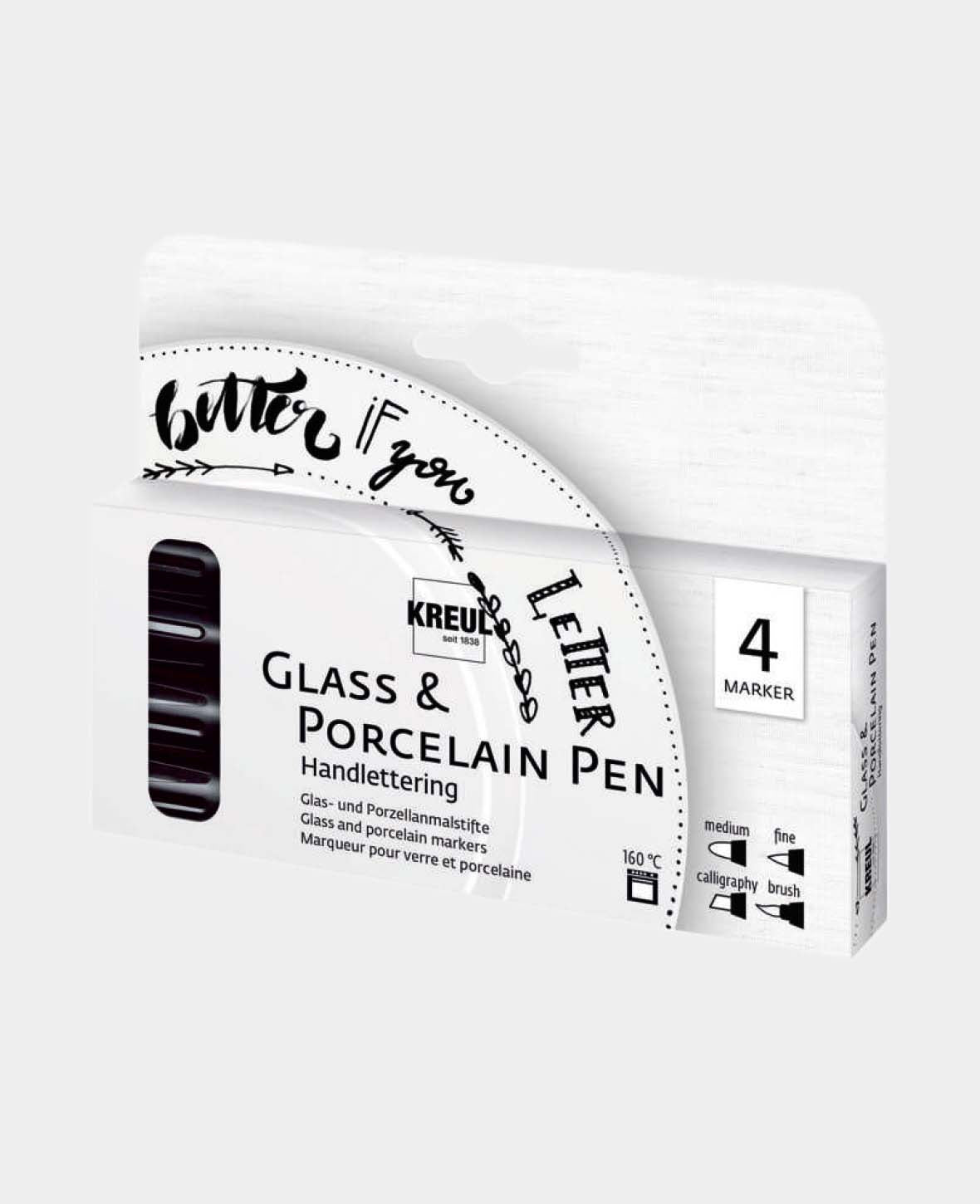 KREUL Glass & Porcelain Pen Hand Lettering, Set of 4