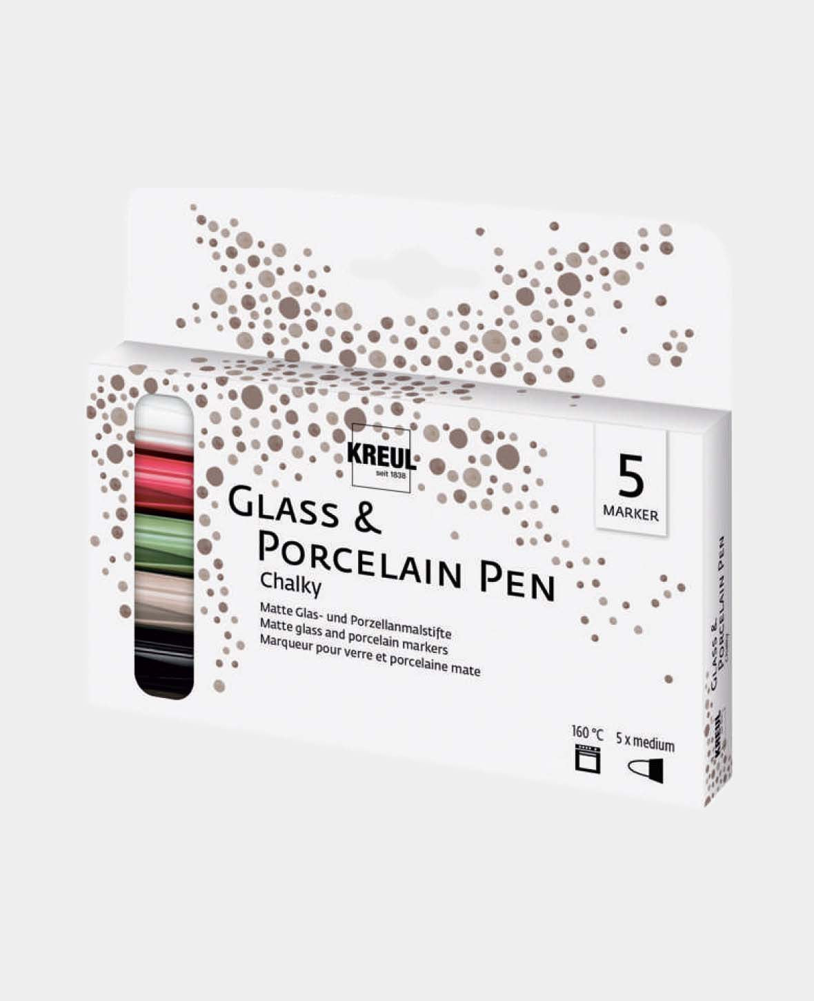 KREUL Glass & Porcelain Pen Chalky medium, set of 5
