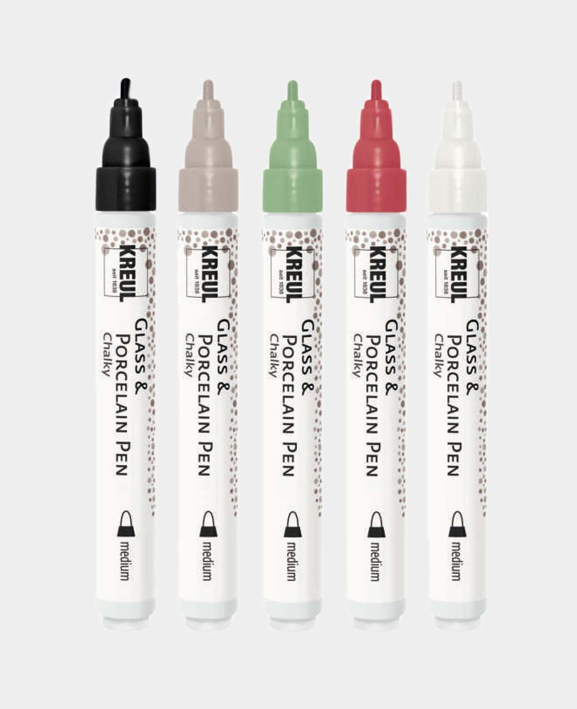 KREUL Glass & Porcelain Pen Chalky medium, set of 5