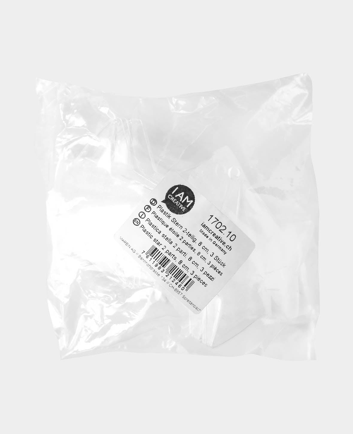 Plastic Mold Star, Transparent, 80 mm, 3 pcs.