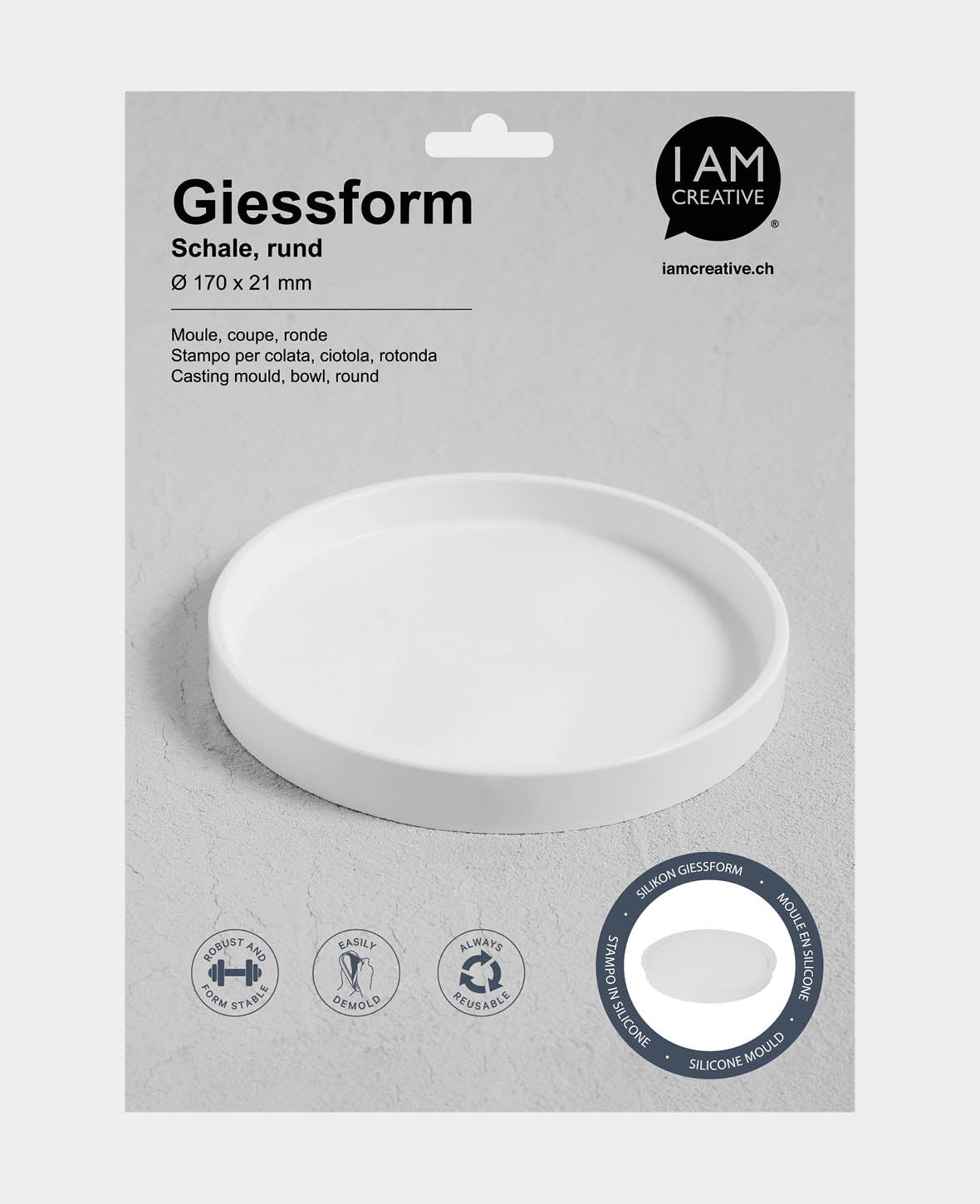 Silikon Giessform, Schale rund, ø 170 x 21 mm