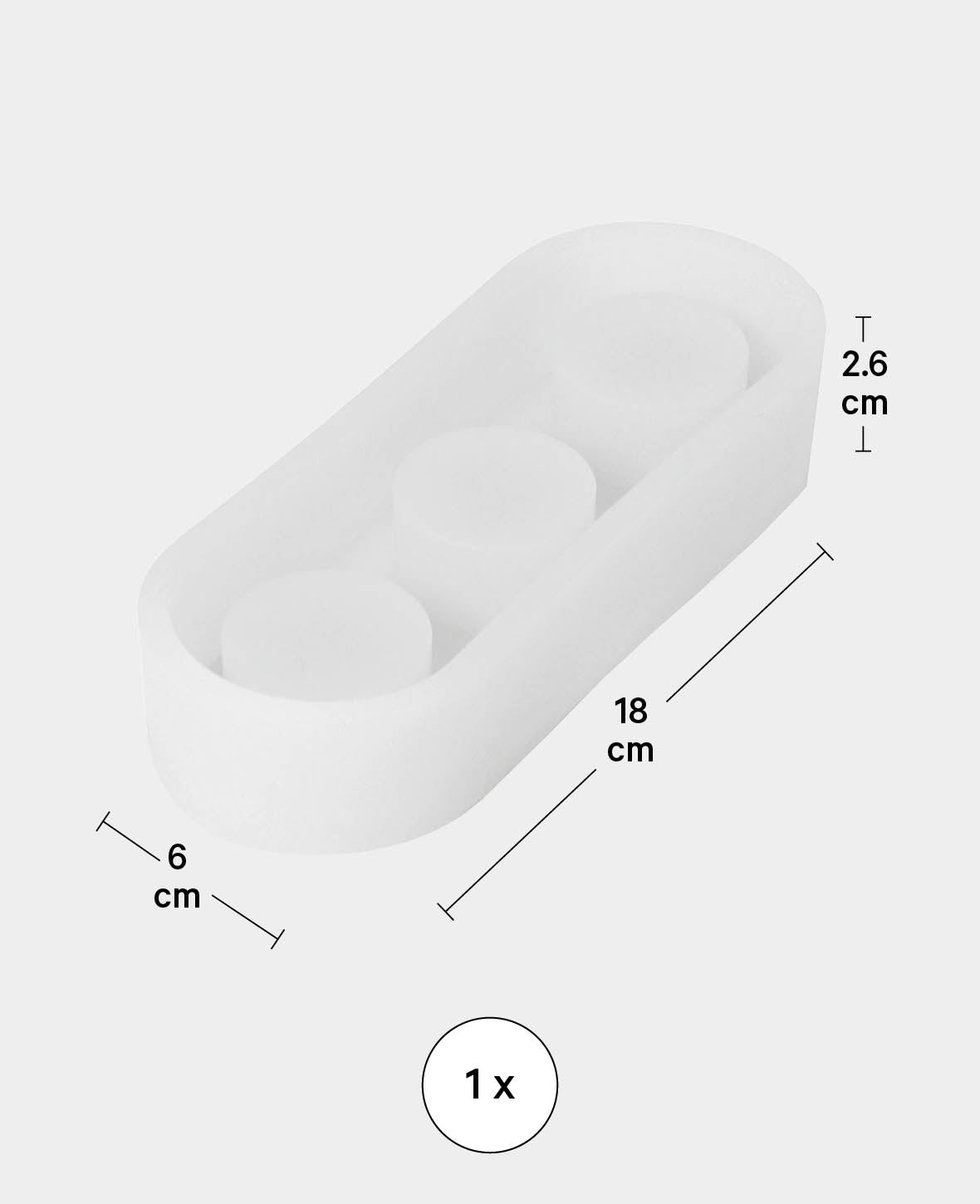 Moule en silicone, bougeoir ovale, 180 x 60 x 26 mm